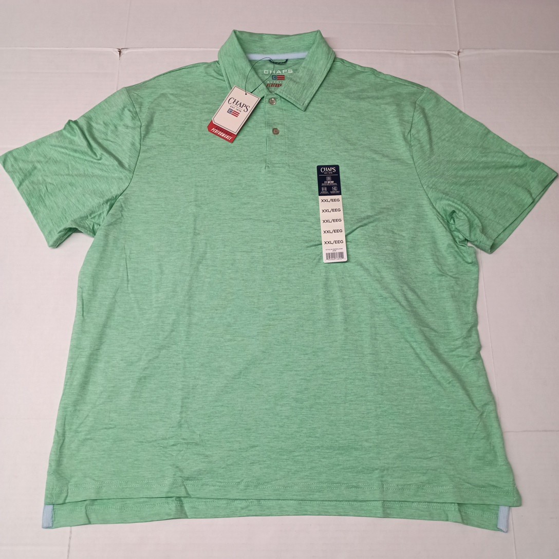 Chaps Everyday Performance Polo Shirt Men’s Size 2XL XXL Jade Moisture Wicking