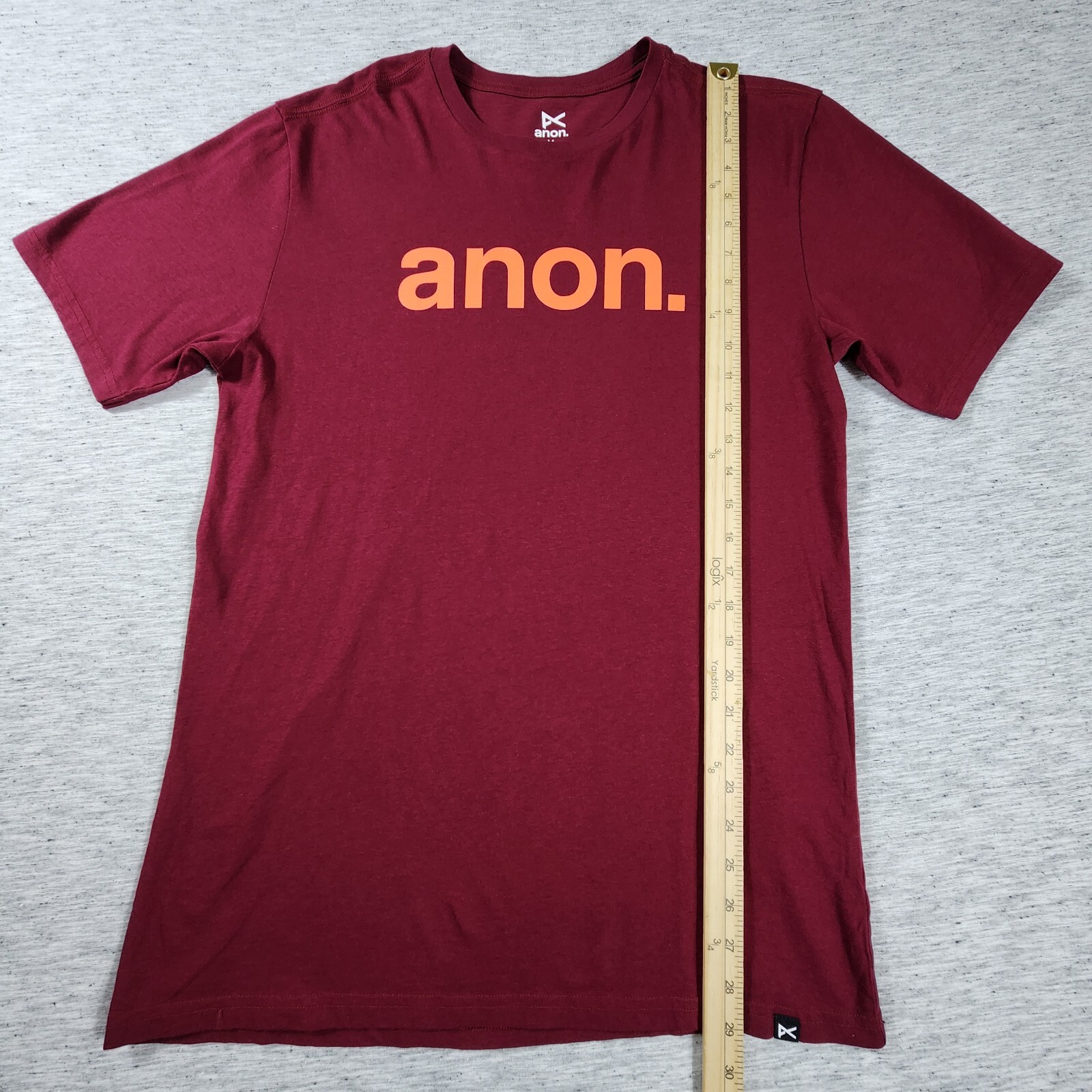 Anon Mens Graphic T-Shirt Medium Red Crew Neck Soft Feel Printed Logo Skate Tee