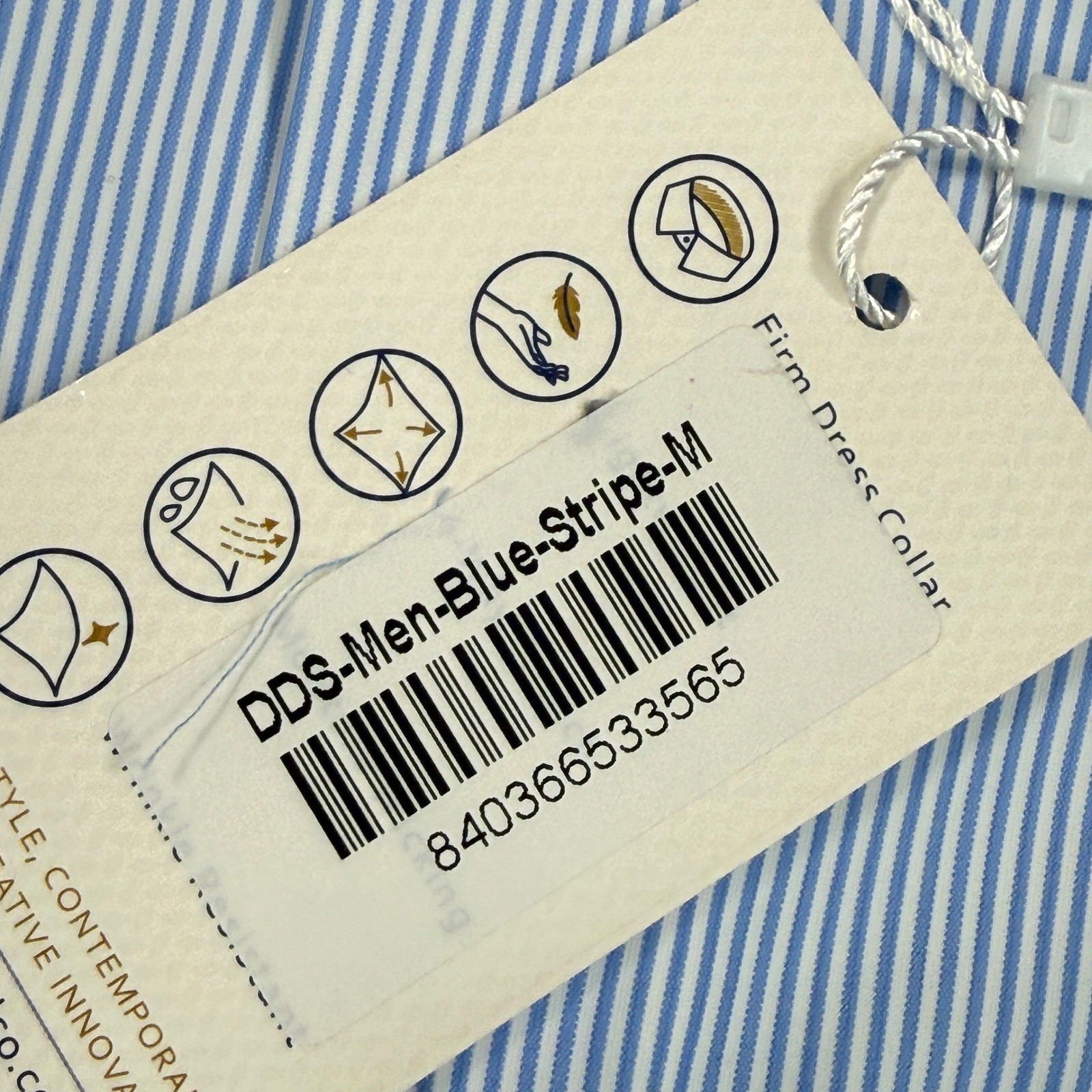 Collars & Co Mens Size Medium Apex Performance Dress Shirt Blue White Stripe NEW