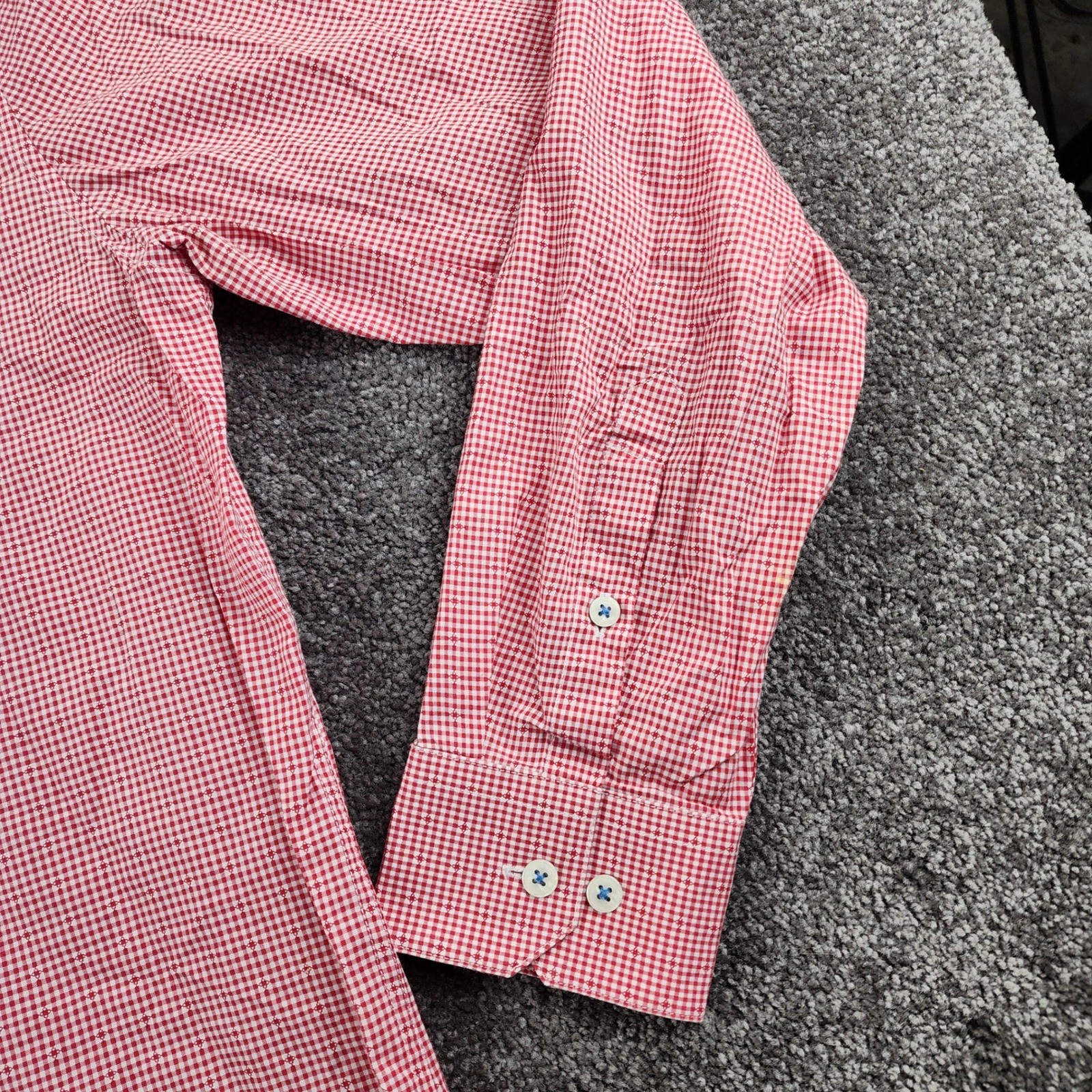 Original Penguin Button Down Shirt Mens 16 34/35 Red Gingham Heritage Slim Fit