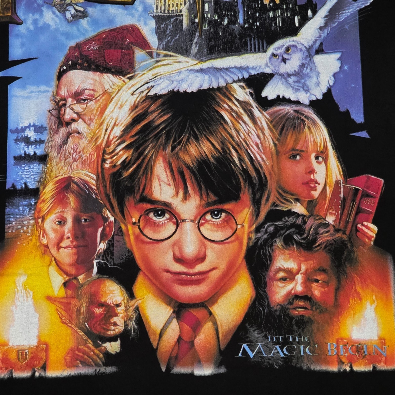 Harry Potter Let The Magic Begin Graphic Crewneck T-Shirt Men’s Sz XL Black Tee
