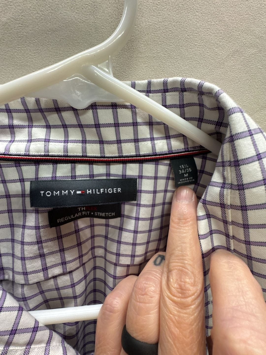 Tommy Hilfiger TH Flex Regular Fit Stretch Button-Up Dress Shirt, Size 15.5, 34/