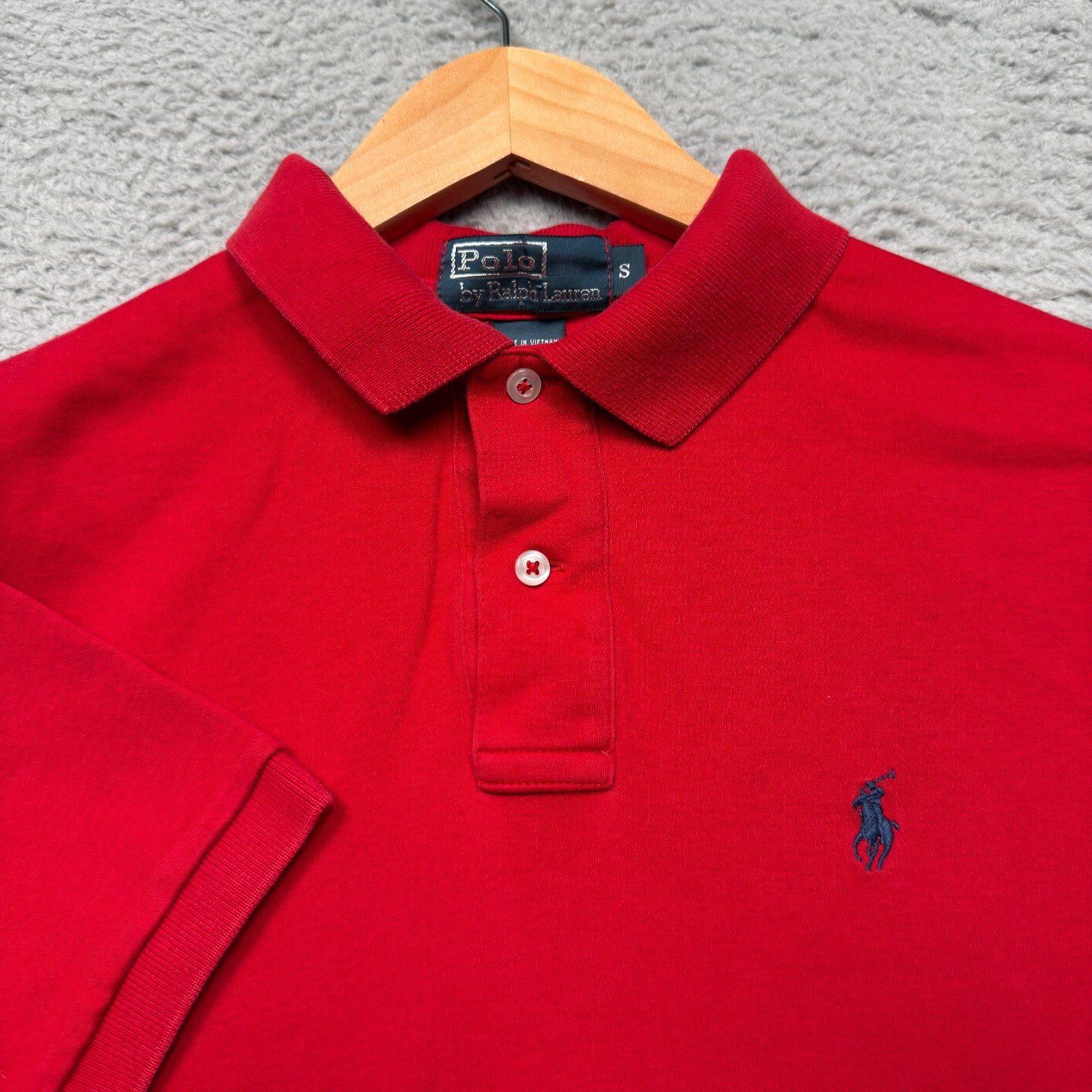 Polo Ralph Lauren Polo Shirt Mens Small Red Short Sleeve Blue Rugby Pony Cotton