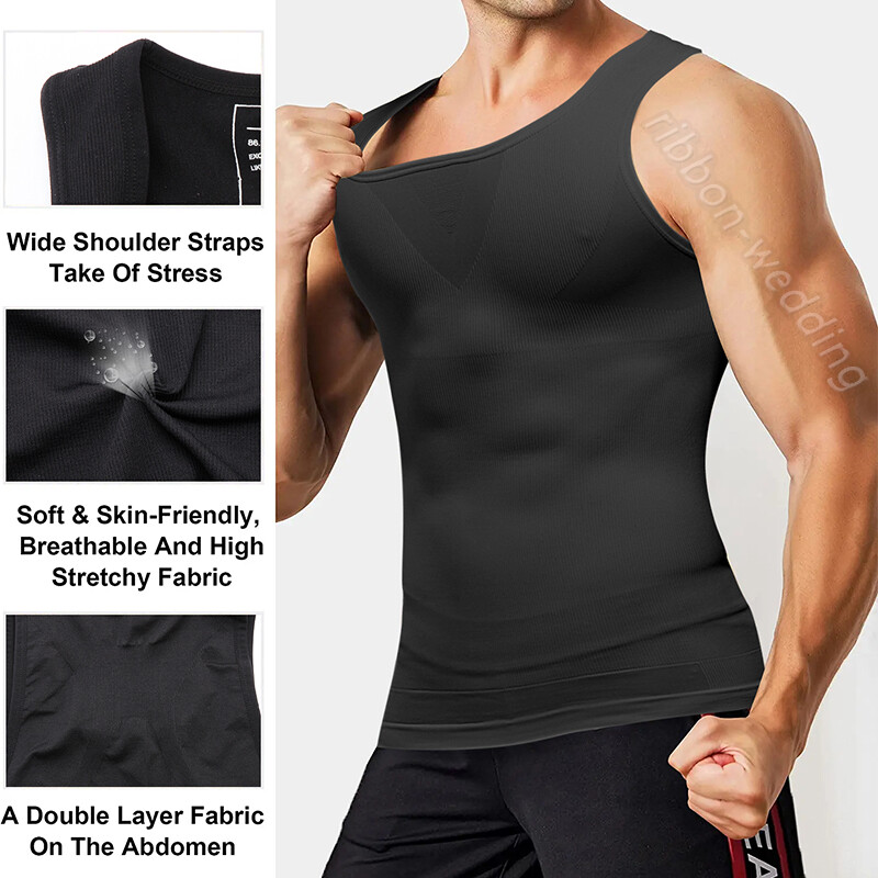 Men Compression Gynecomastia Belly Slimming Waist Trainer Tank Vest Body Shaper