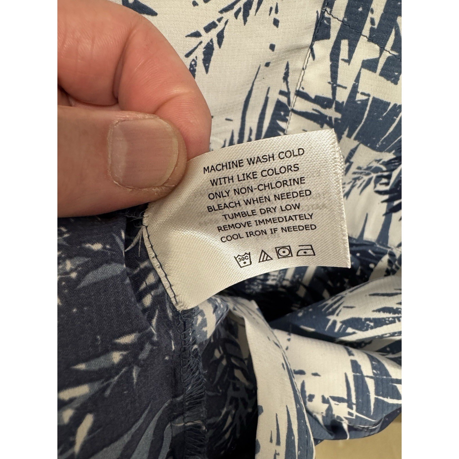 Coolibar Mens XXL UPF 50+ Sun Protection Shirt Navy Tropical Palm Button Down