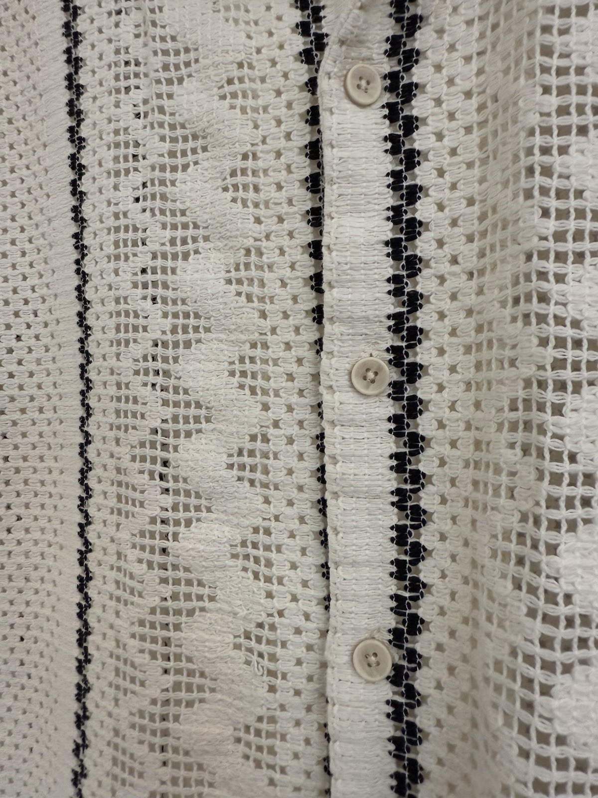 Zara Open Knit Polo Shirt Men S Crochet? Button Up Many Texture Patterns Breath