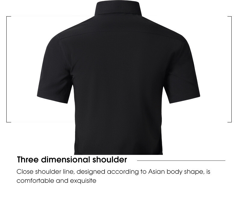 Men’s Dress Shirts Formal Business Short Sleeves Slim Fit Elastic Casual Shirts