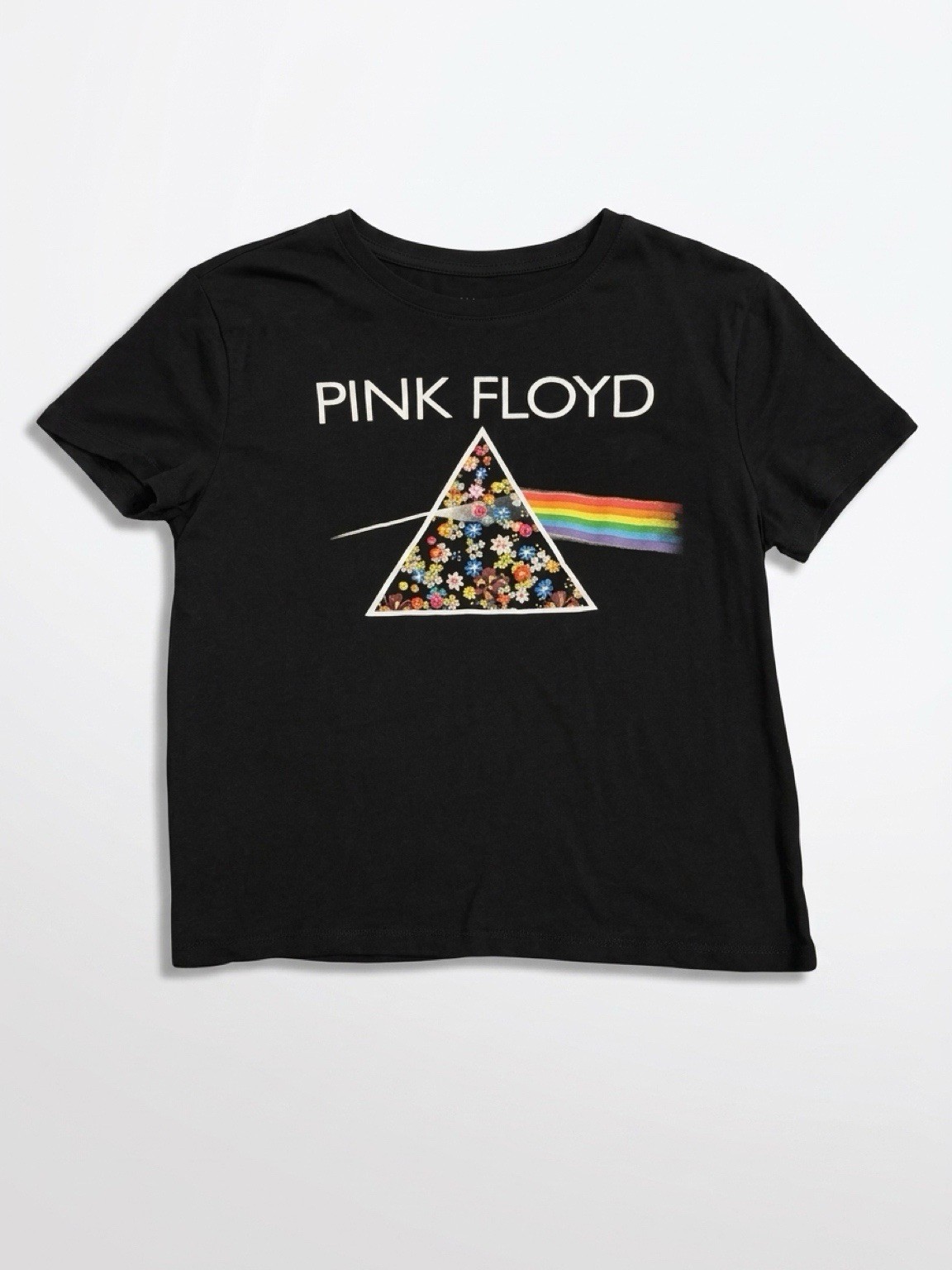 Pink Floyd Prism Graphic Logo Black Crew Neck Short Sleeve T-Shirt Men XS