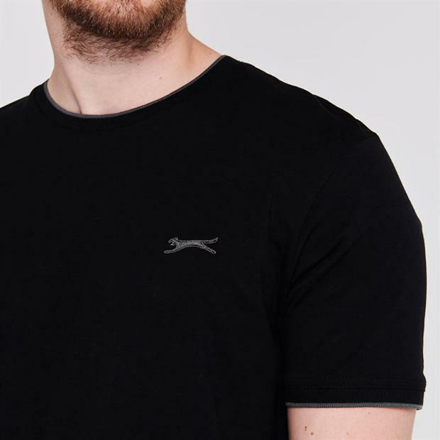 Mens Slazenger 100% Cotton Tipped Crew Neck T Shirt XS S M L XL XXL 3XL 4XL BNWT