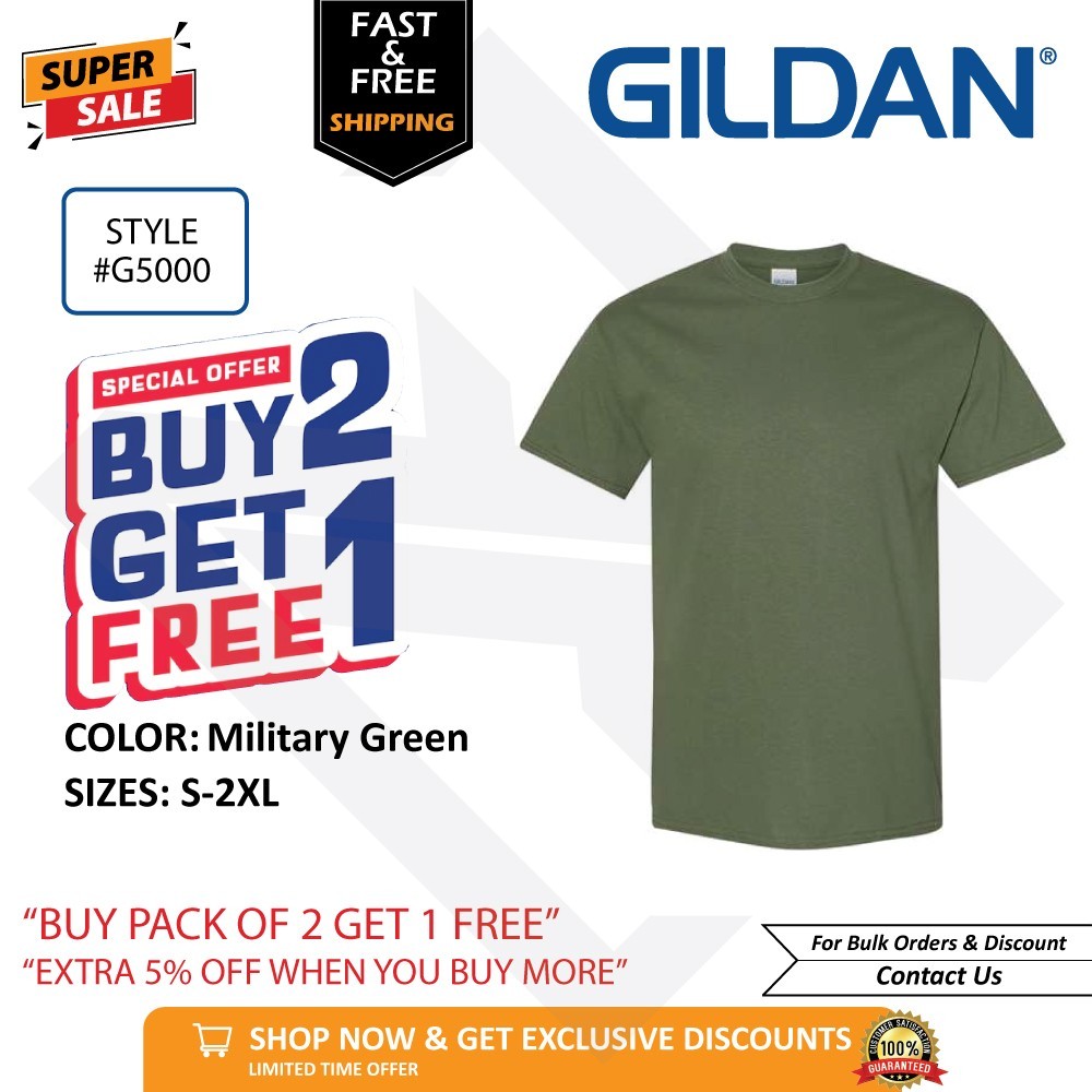 Gildan G500 Heavy Cotton Unisex T-Shirt Blank Tee S-2XL Buy 2 Get 1 FREE!