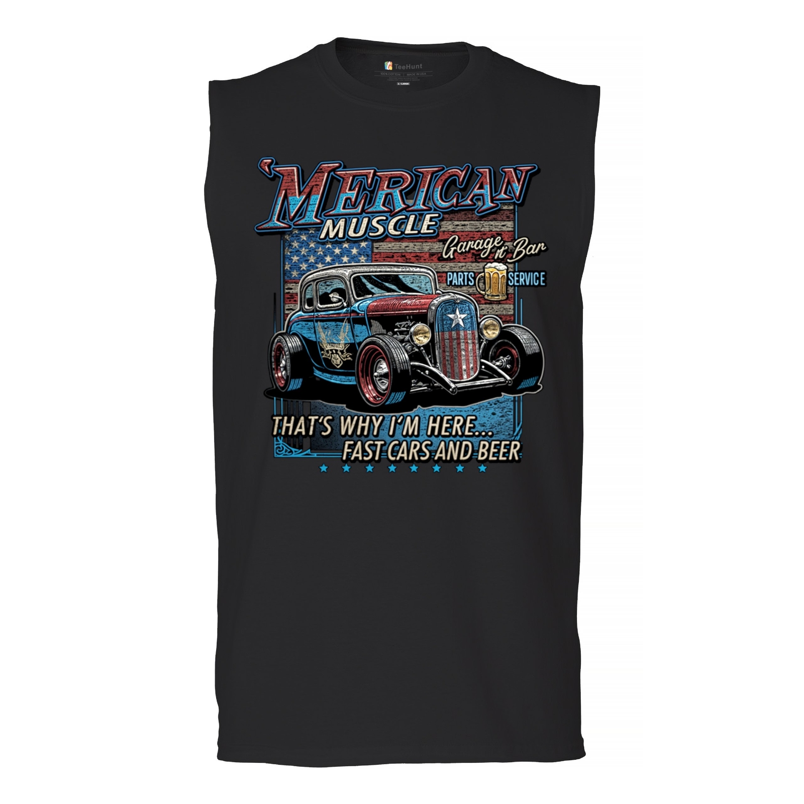 ‘Merican Muscle Fast Cars and Beer Muscle Shirt Hot Rod Car Show America Men’s