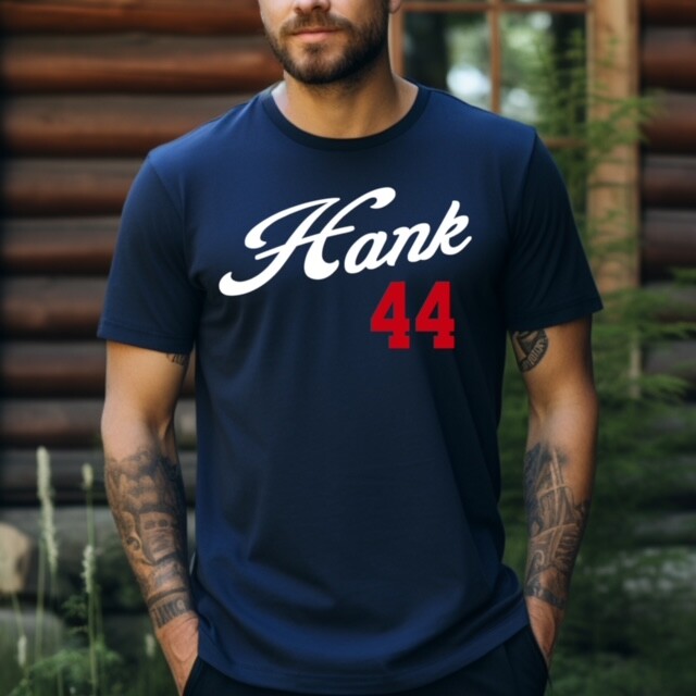 HANK 44, Baseball HOF themed Pre-Shrunk Ring Spun Cotton T-Shirt