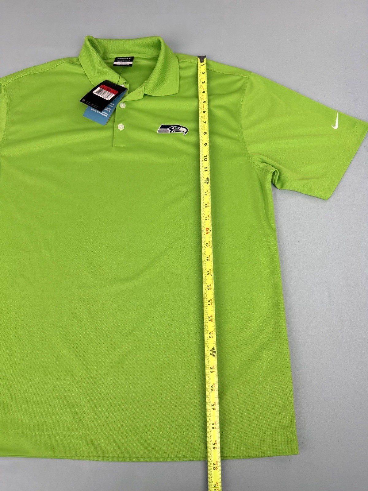 NWT Nike Golf Dri‑FIT Neon Green Polo Seahawks & Bud Light NFL Logo Shirt Sz L