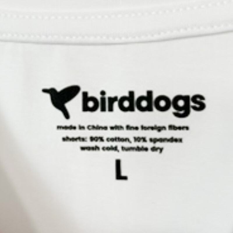 Birddogs Blue Flower Bird White Graphic Tee Shirt Mens Large Cotton Spandex