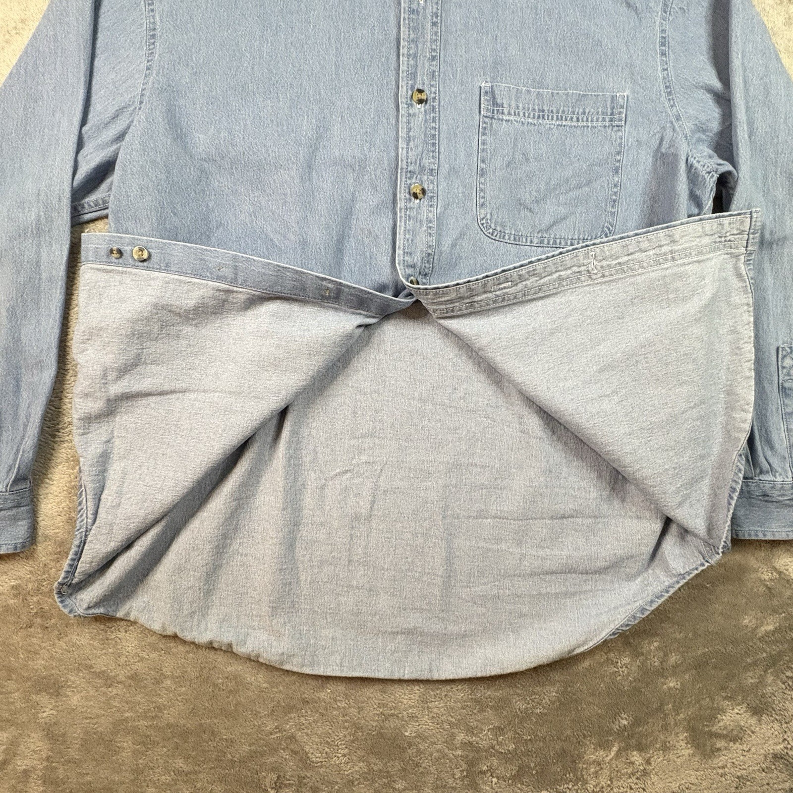 Ultra Club Cypress Denim Men’s L Light Blue Chambray Button Down SEE DESCRIPTION