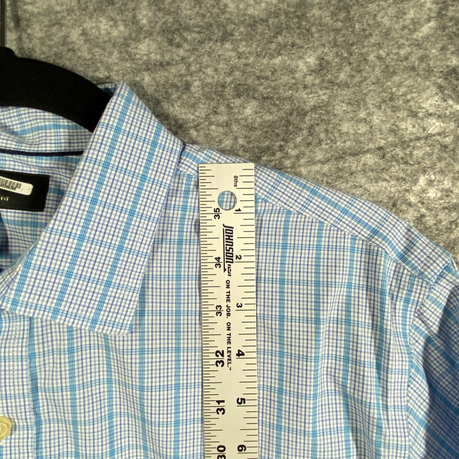 Banana Republic Shirt Mens Large 16-16.5/34-35 Blue Plaid Slim Non-Iron Button