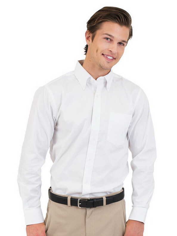 Men’s White Shirt Tailored Button Down Collar Long Sleeve Pocket Size 14.5 34/35
