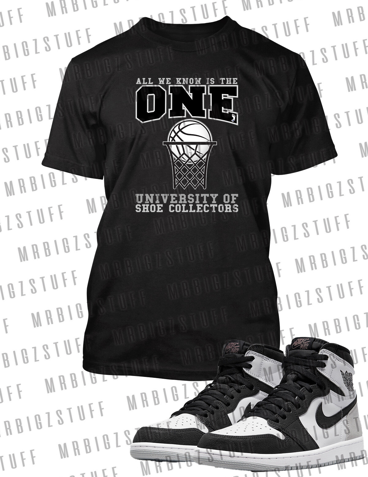 The One Graphic Sneaker Tee Shirt J1 Low OG Elephant Big Tall Pro Club Shaka