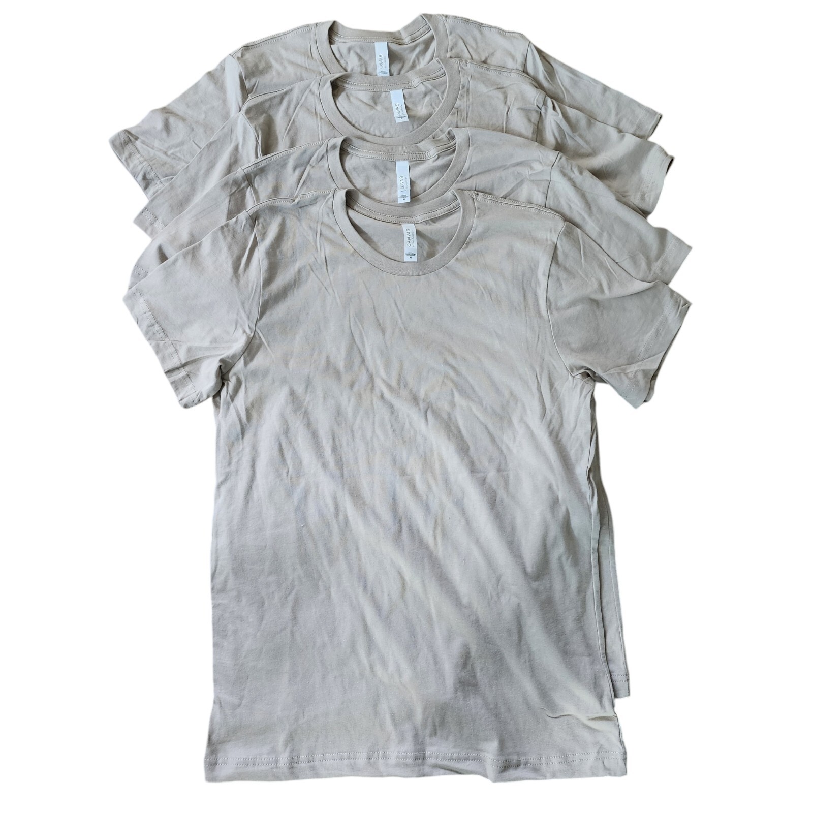 Bella + Canvas Unisex Jersey 100% Cotton Retail Fit T-Shirt 3001 Tan M Lot of 4