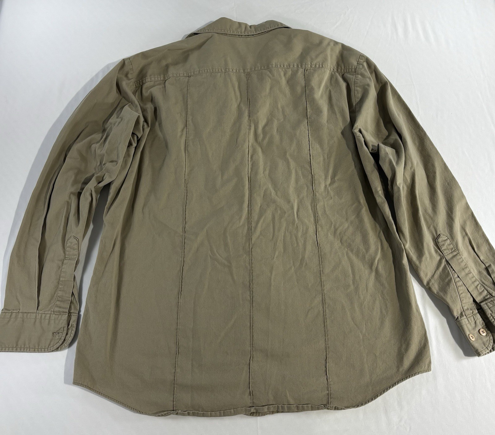 Moss Creek Trader Tan Work Shirt Size Large Long Sleeve 100% Cotton