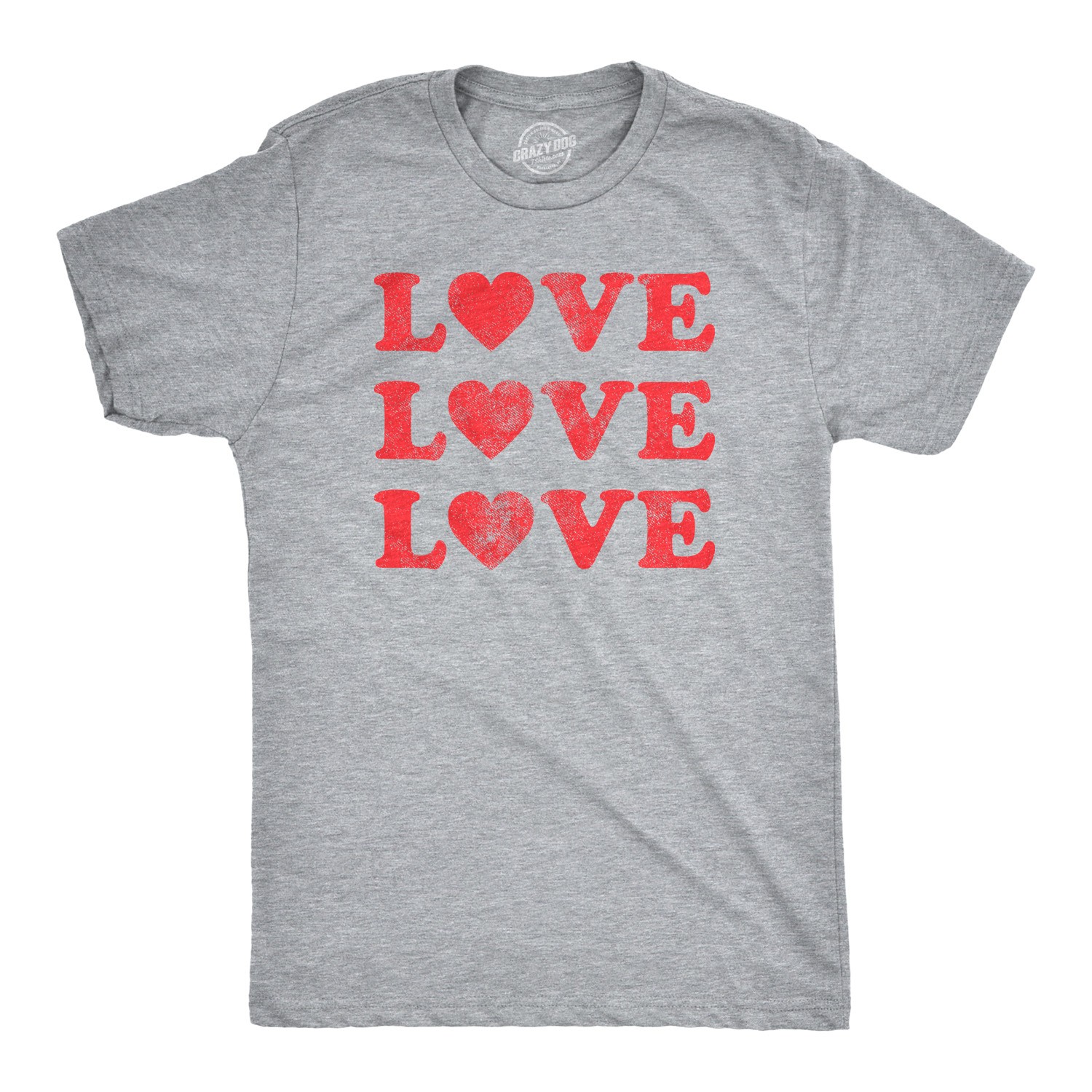 Mens Love Love Love Hearts T Shirt Cute Valentines Day Tee