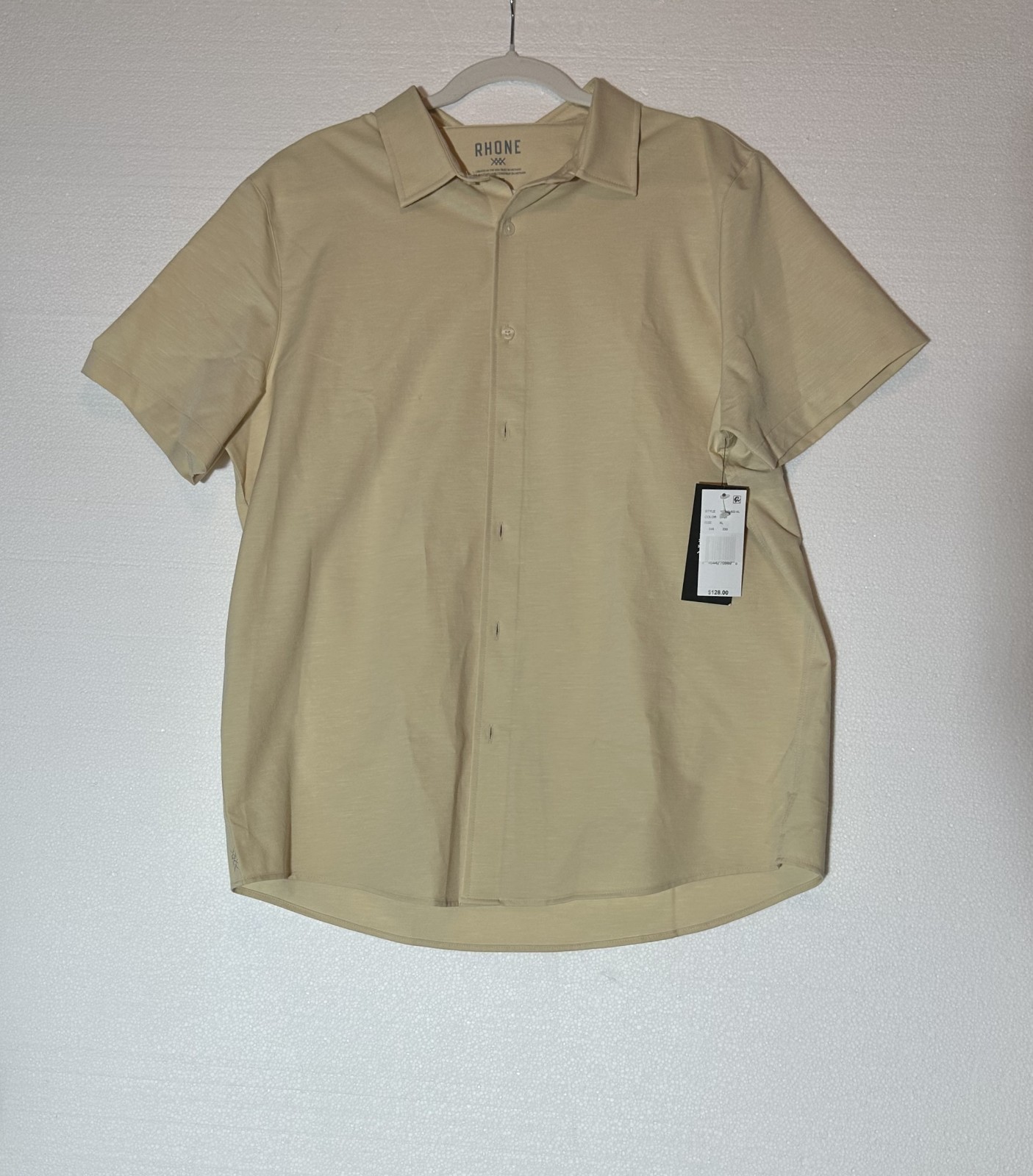 Rhone Brezza Shirt Mens XL Beige Linen Blend Short Sleeve Button Up NEW $128