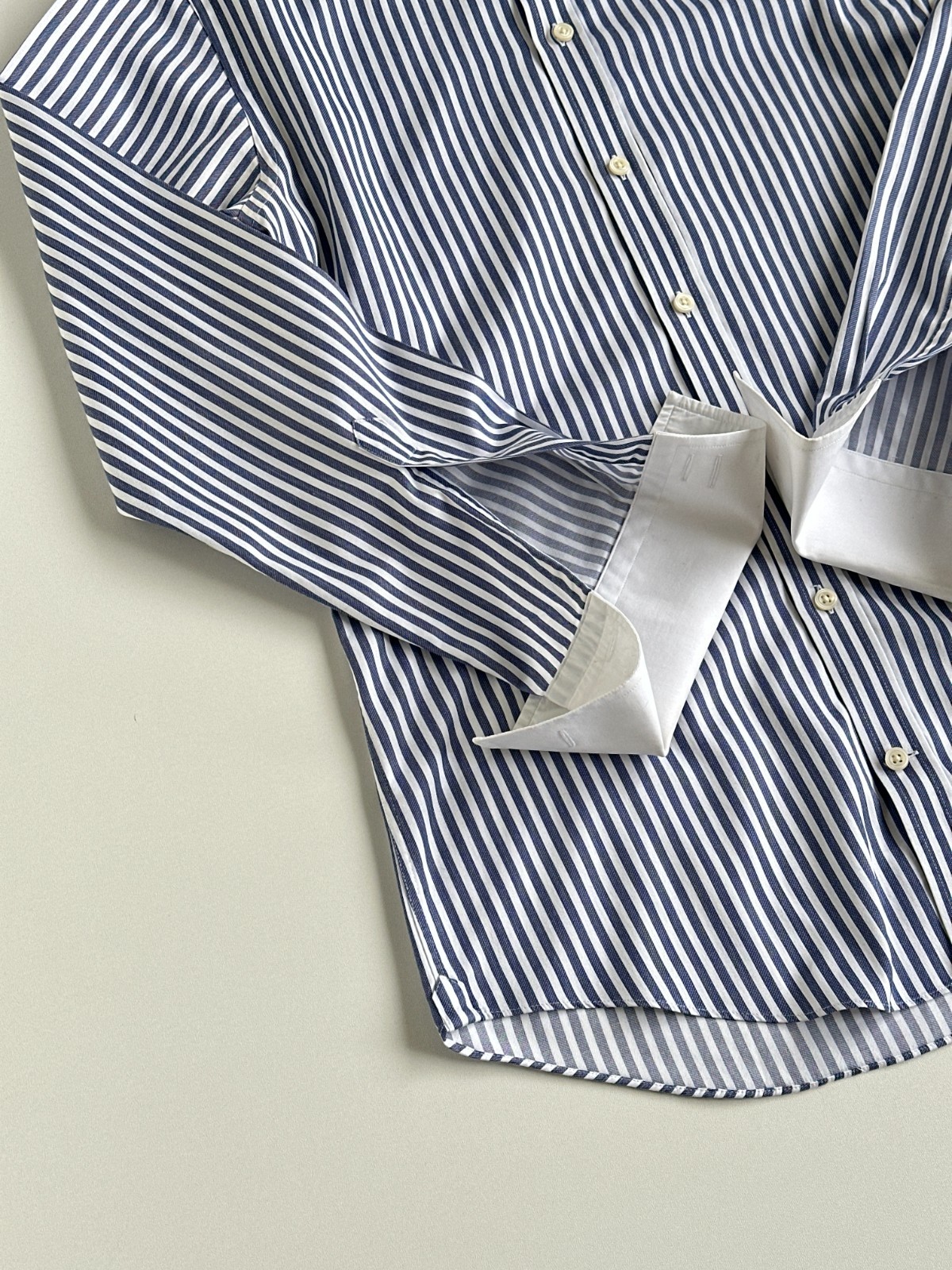 Hawes & Curtis Men Shirt 15.5 34 Extra Slim Fit Blue Striped Winchester Cuff