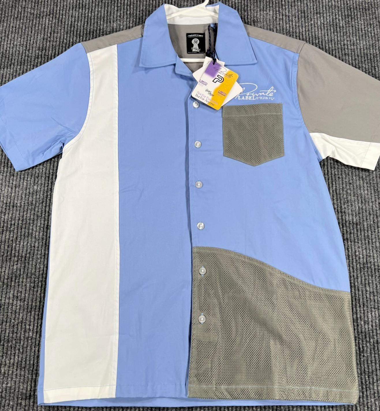 BORN FLY Private Label Blue & Gray Colorblock Short Sleeve Button Shirt NEW 3XL