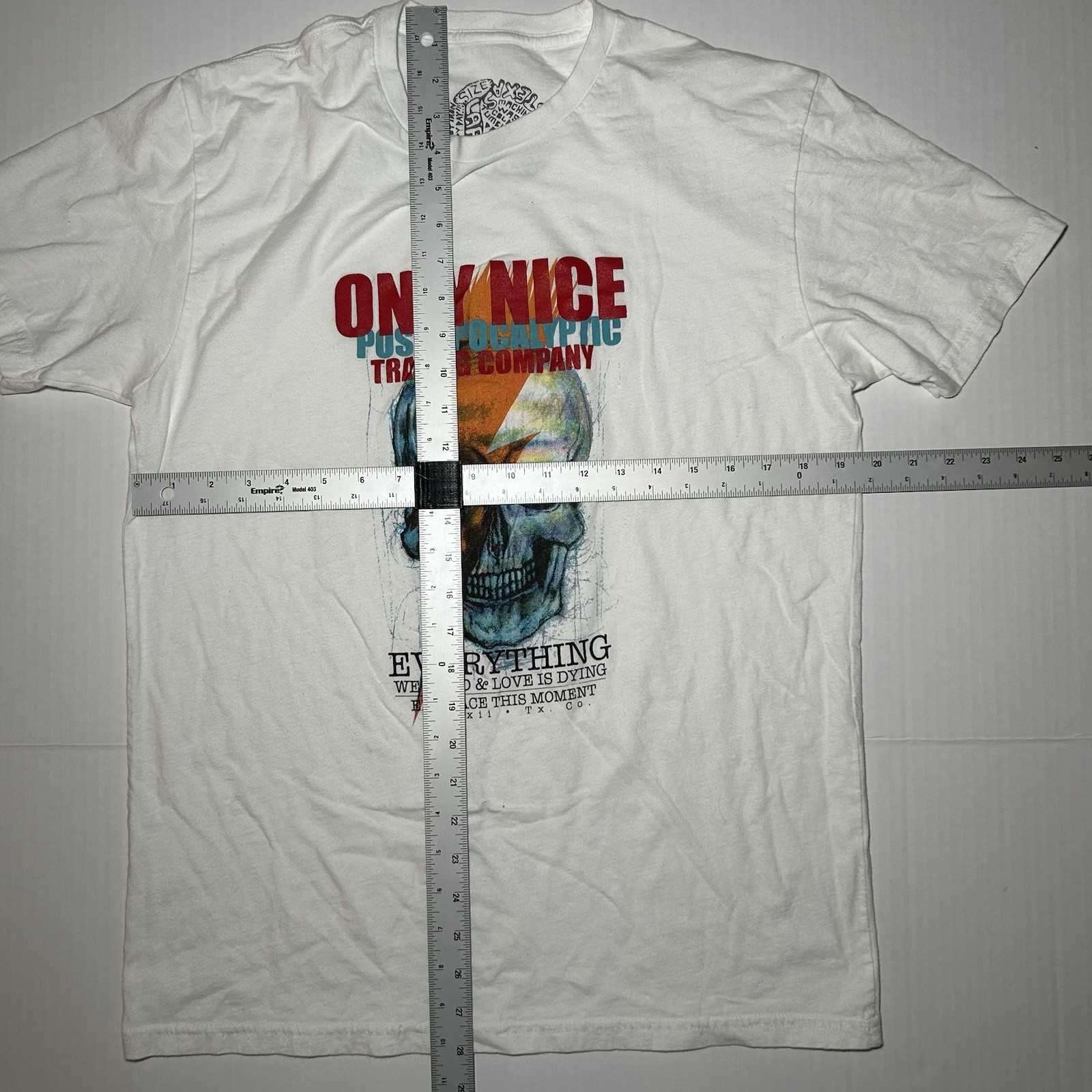 Unknown Concept Only Nice Skull Graphic T Shirt Mens Large White Streetwear