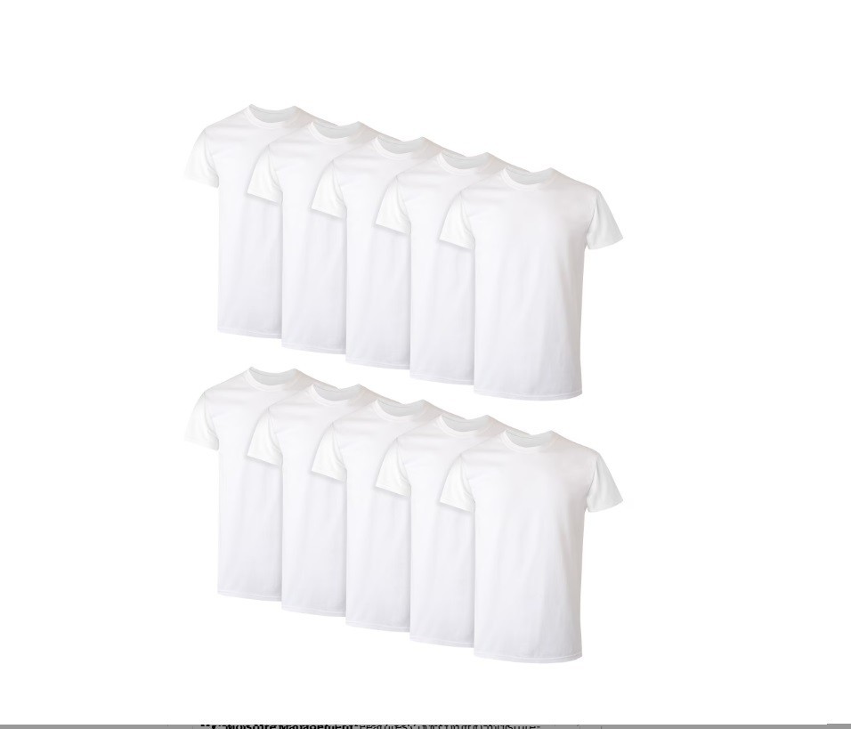 Hanes Men’s Super Value Pack White Crew T-Shirt Undershirts , 10 pack