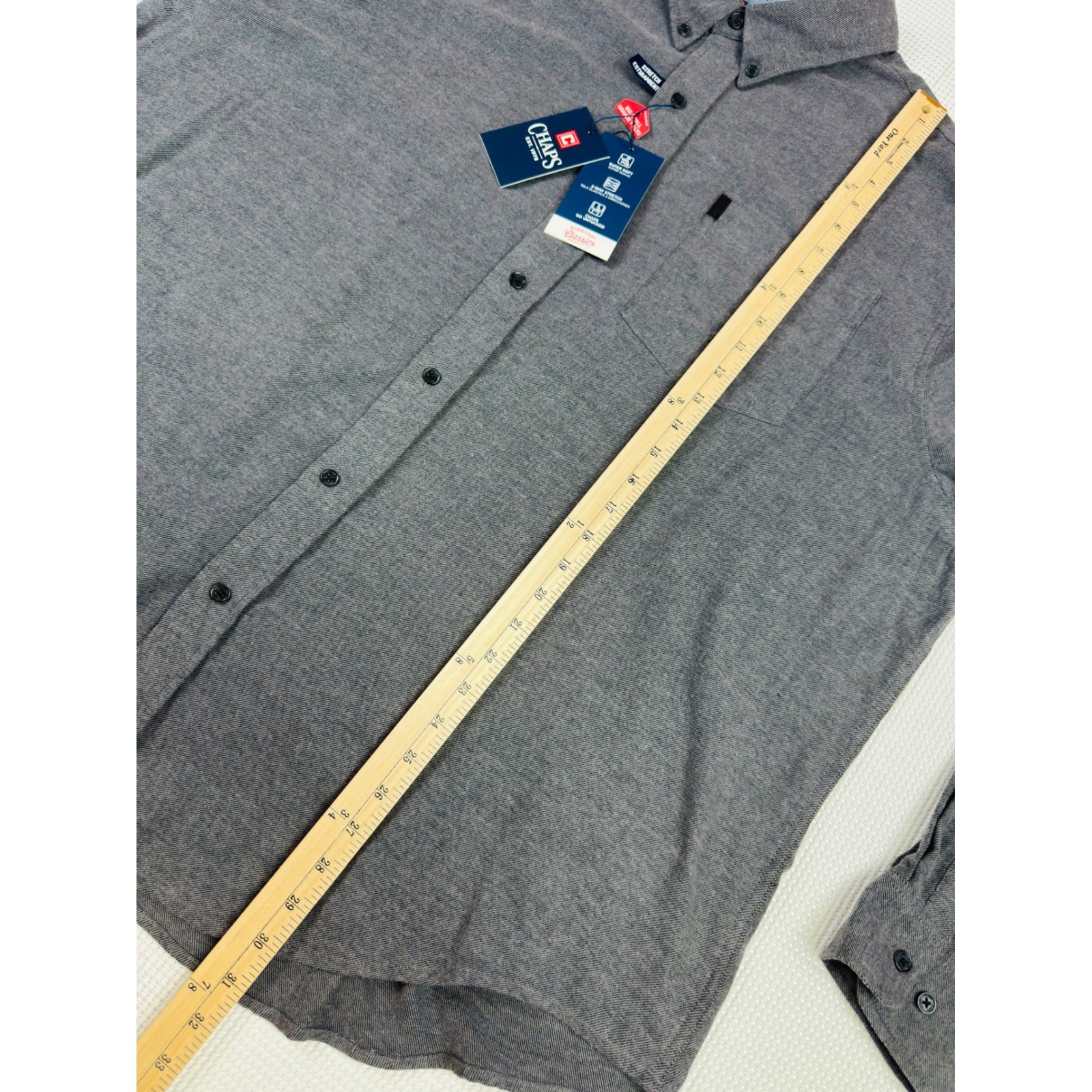Chaps Mens 2XB Charcoal Grey Stretch Button Down Shirt Big & Tall NEW