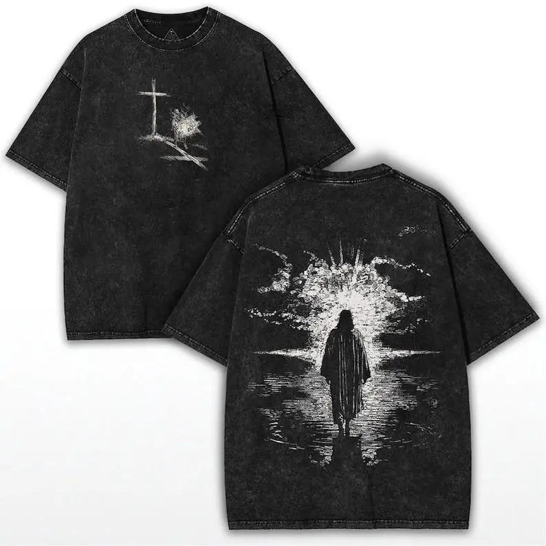 Crown of Thorns Jesus Tee: Vintage Heavy Cotton Christian T-Shirt Menswear Top
