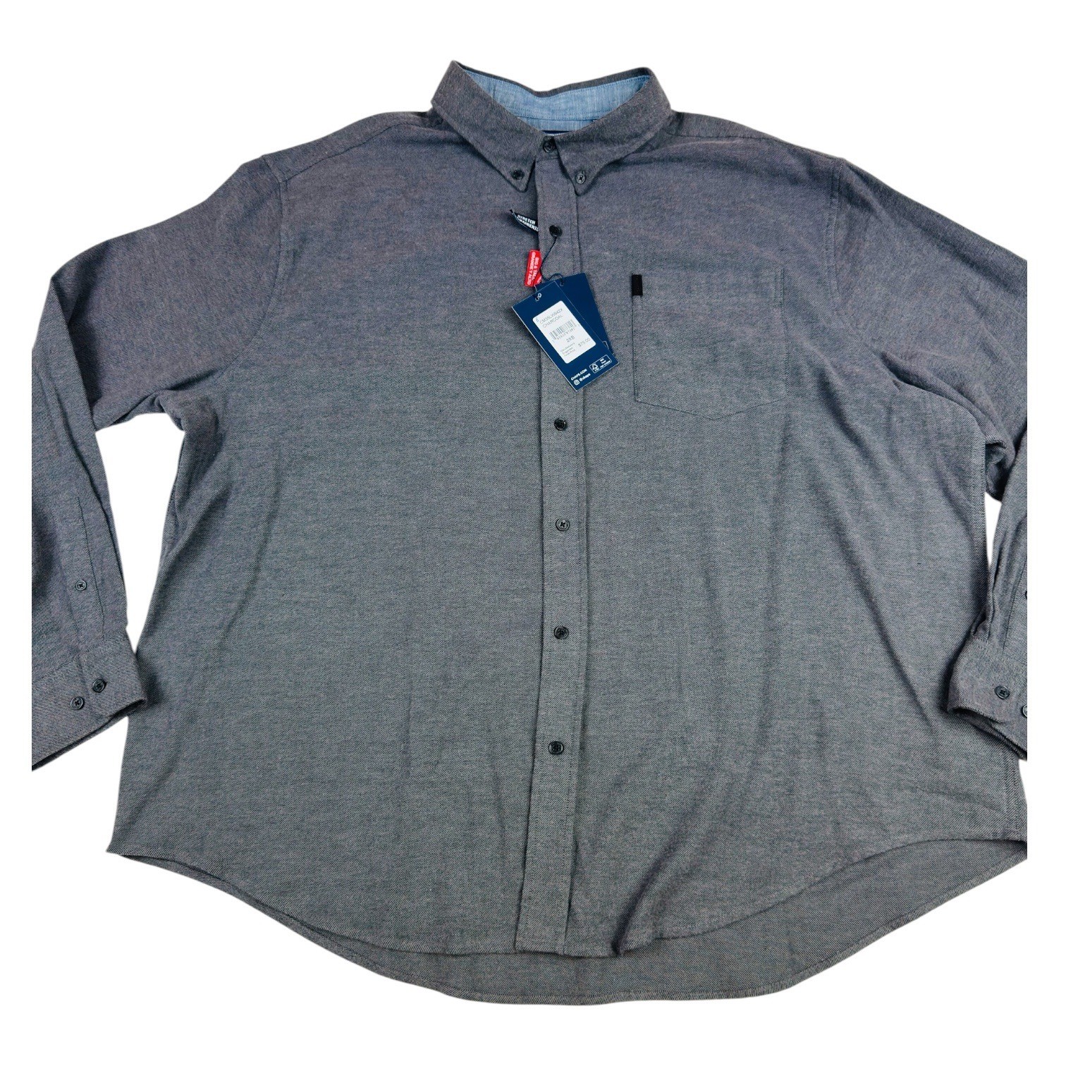 Chaps Mens 2XB Charcoal Grey Stretch Button Down Shirt Big & Tall NEW