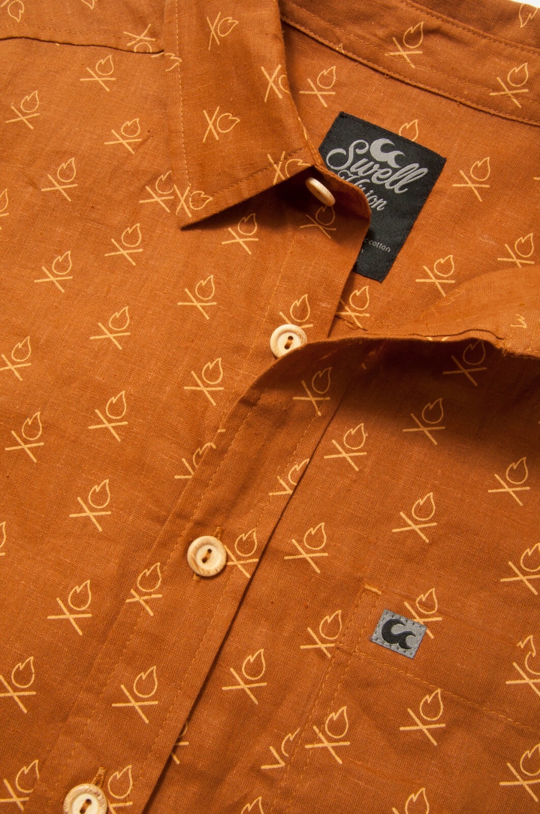 Swell Vision – Hemp/Organic Cotton Button Down Shirt – Campfire (XL)