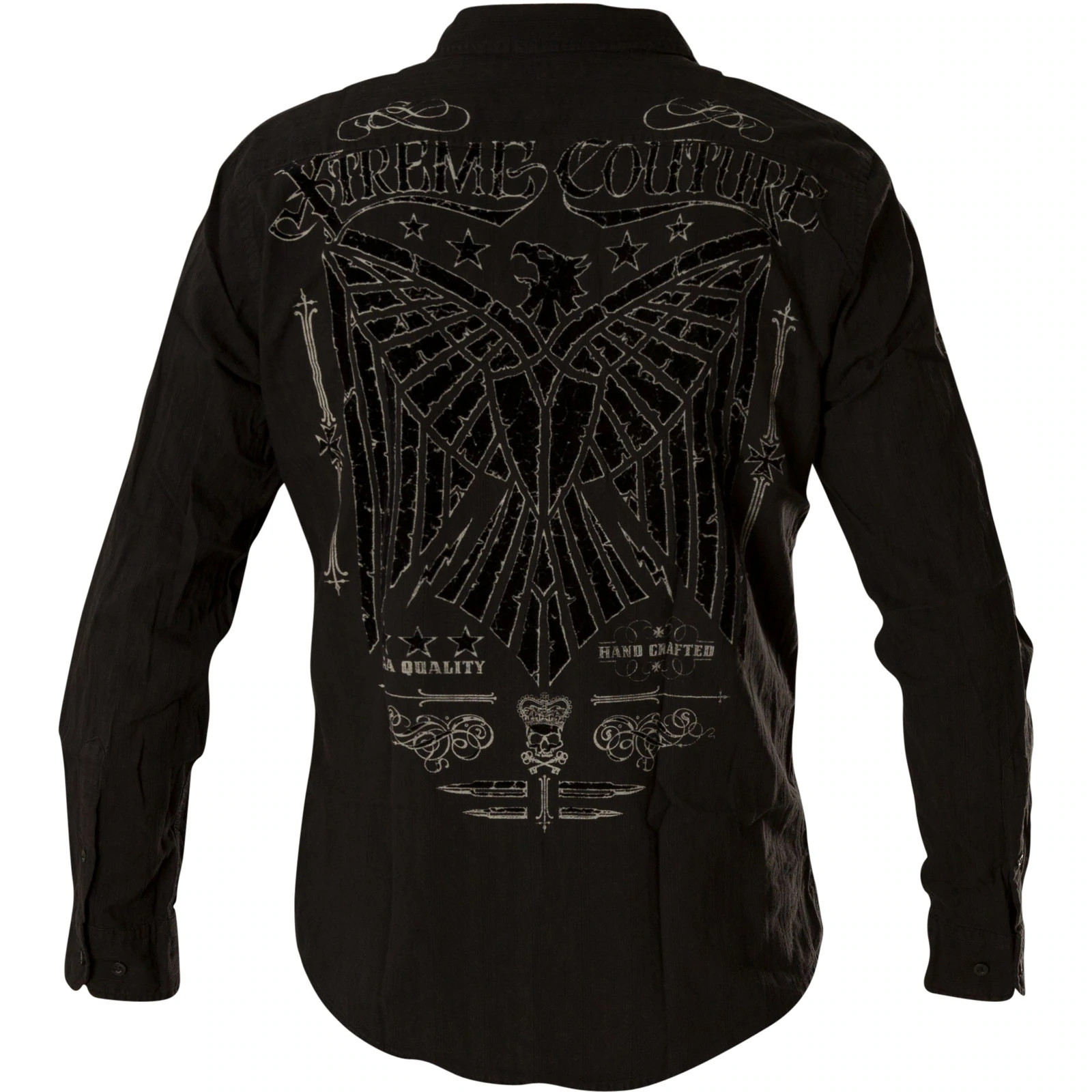 Xtreme Couture by Affliction Men’s Button Down Shirt CONNECT Black Biker