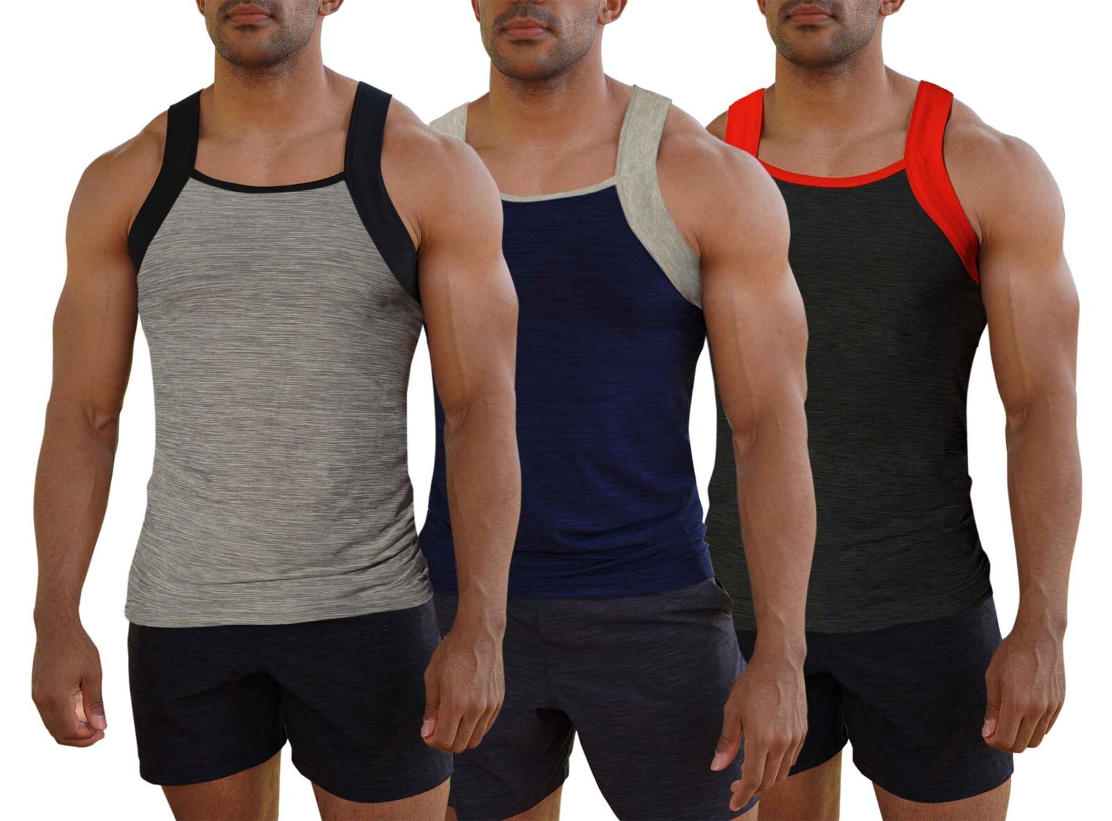Different Touch Men’s 3 Pack Dry Fit Square Cut G-unit Style Tank Top A-shirts