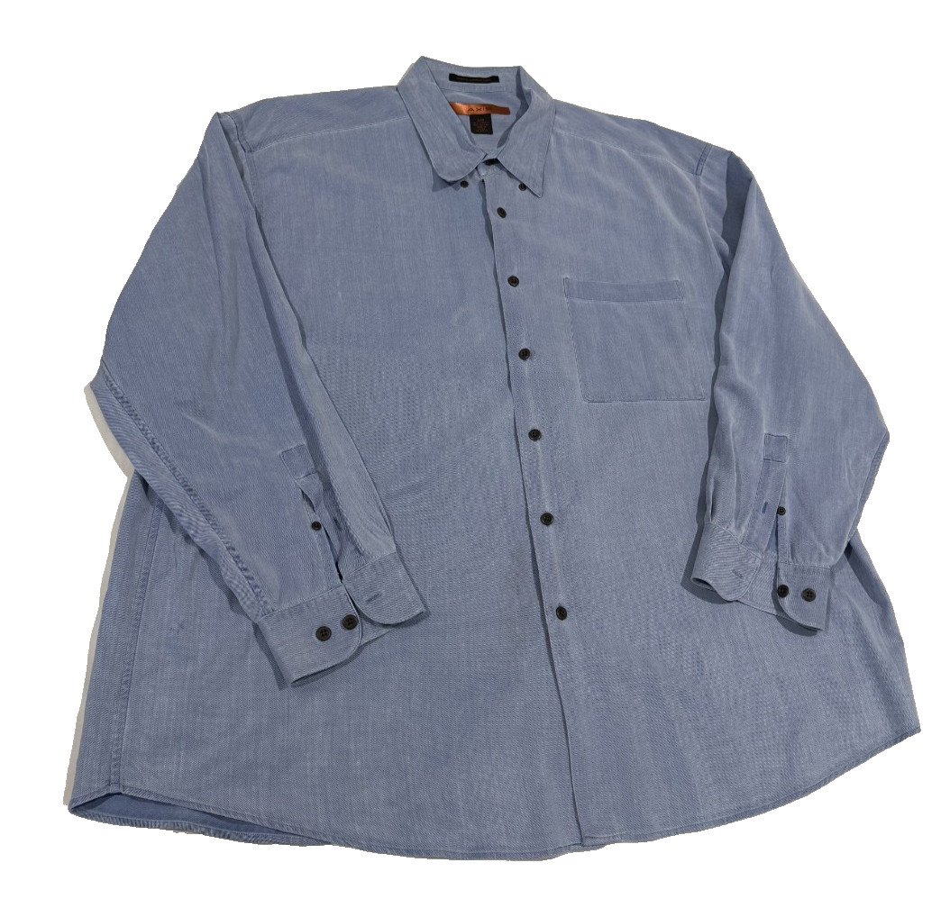 Axis Men’s 3XB Dress Shirt Blue Long Sleeve Imported European Fabric Big & Tall