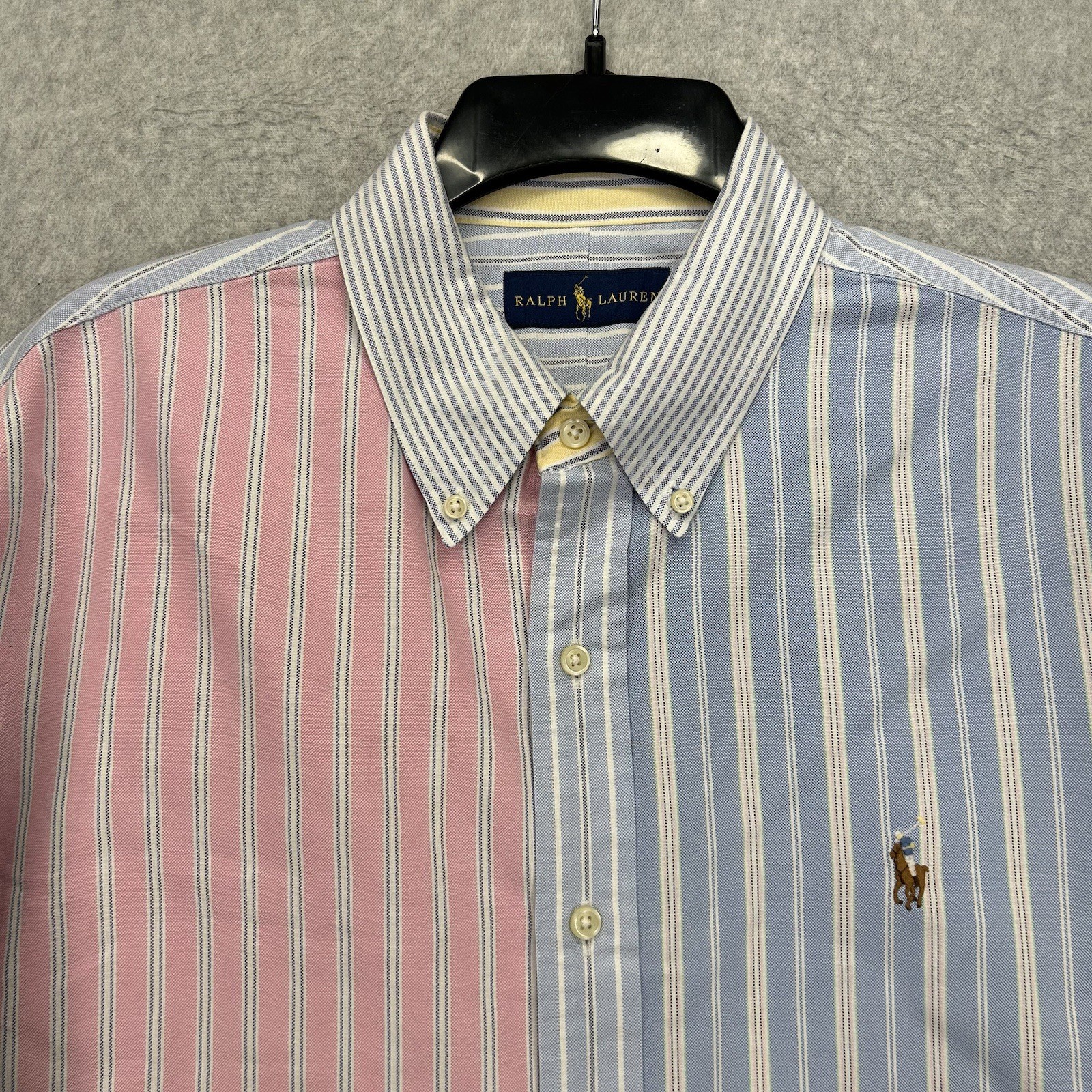 Ralph Lauren Shirt Mens Large Multi Color Striped Colorblock Flesh Pony Preppy