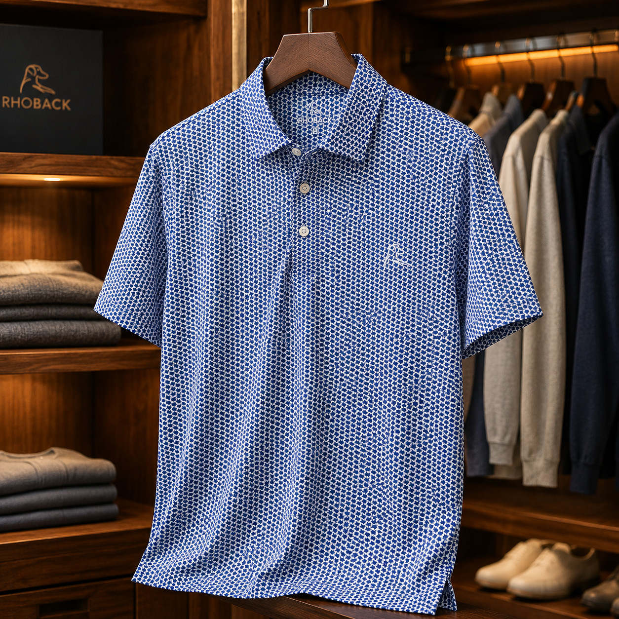 ⚓ Rhoback The Don’t Mess Texas Men Performance Golf Polo Blue Gameday Size XL