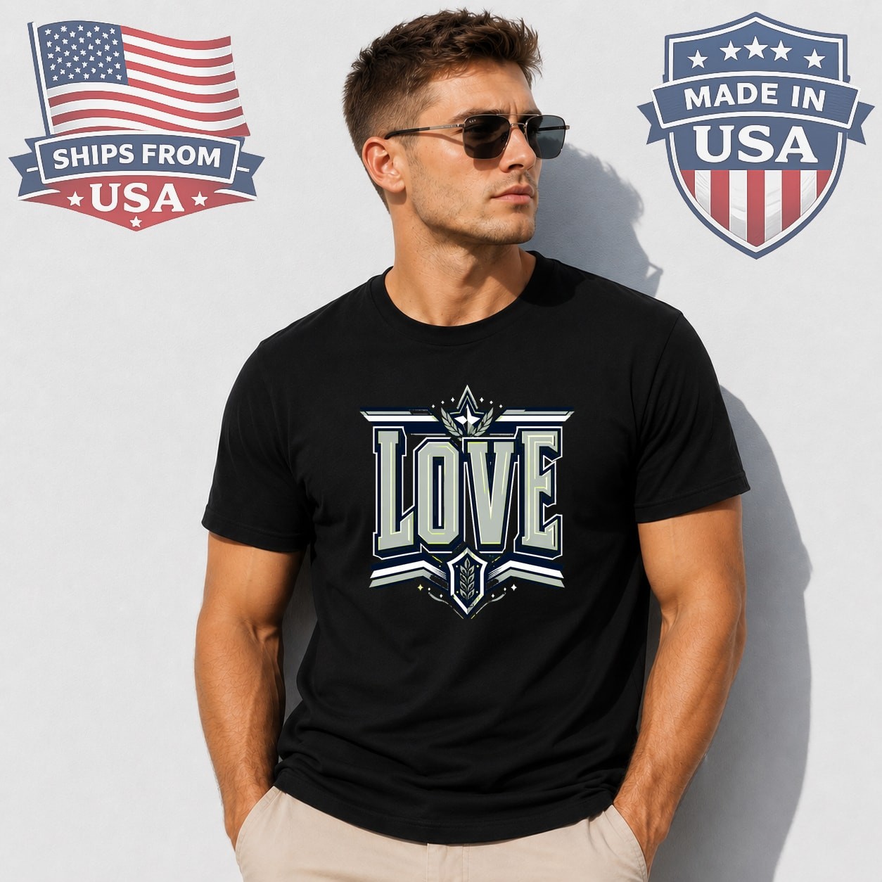 Love Sporty Crest Lettering Graphic T-Shirt