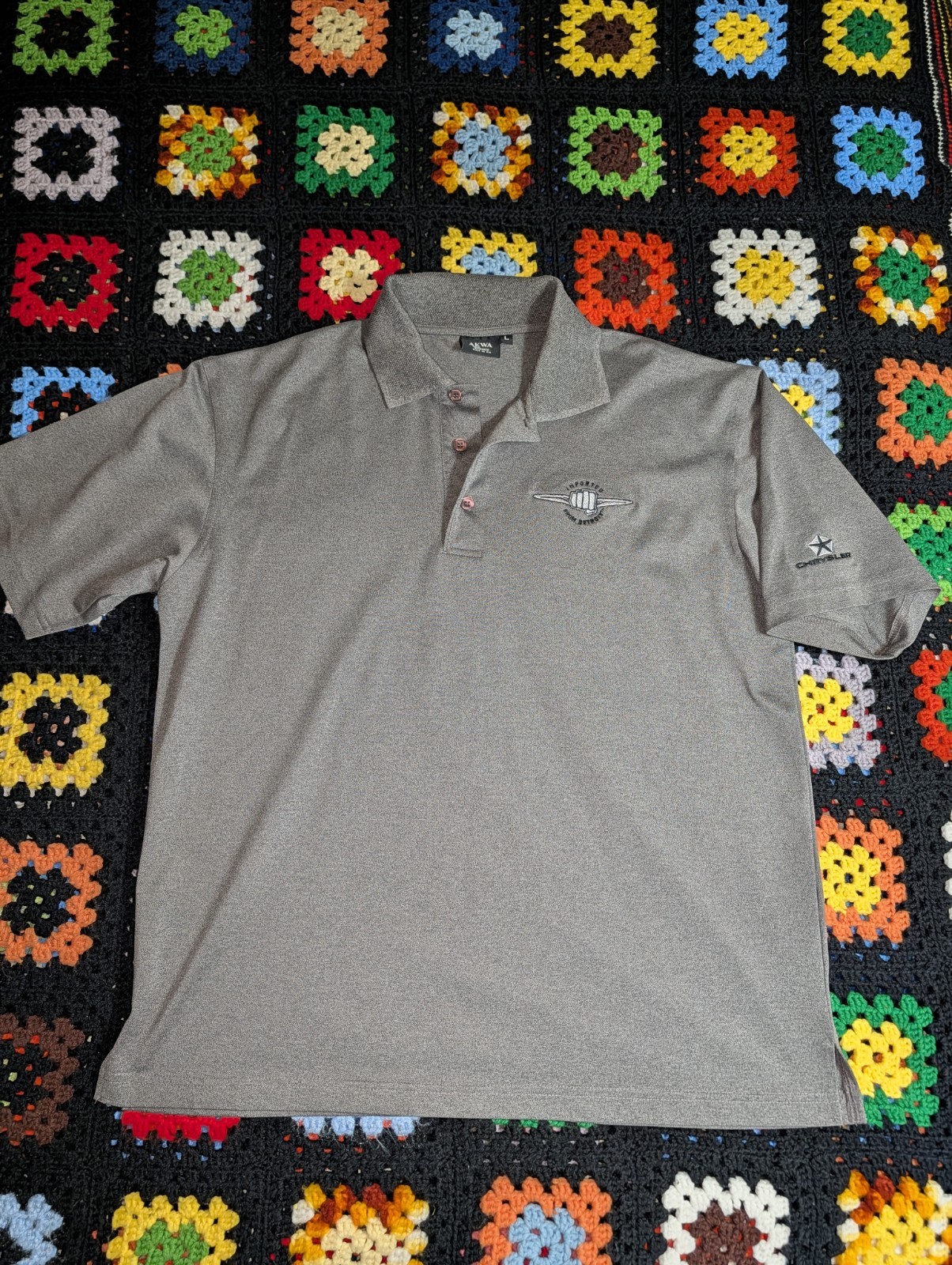 Vintage Chrysler Imported From Detroit Collared Polo Golf Shirt USA Men’s Large