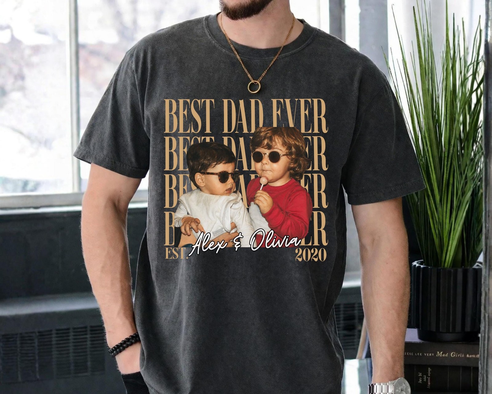 Custom Photo Dad Shirt Personalized Portrait Tee, Grandpa Gift