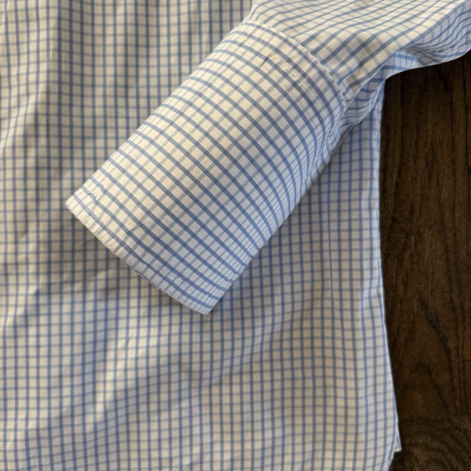 Charles Tyrwhitt Men’s 16 33 Blue White Checked Dress Shirt 41/84cm French Cuff