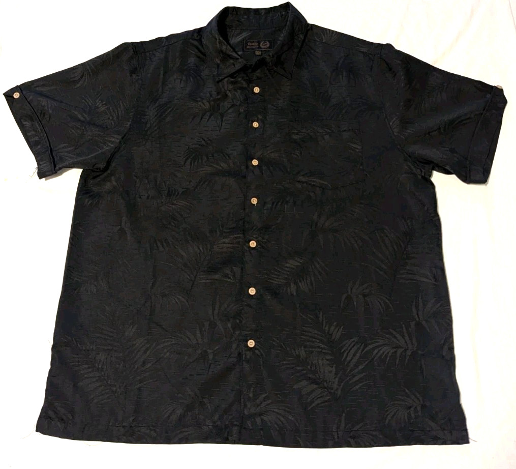 Victory Outfitters Men’s Woven Short Sleeve Button Up Textured Leaf Pattern XL