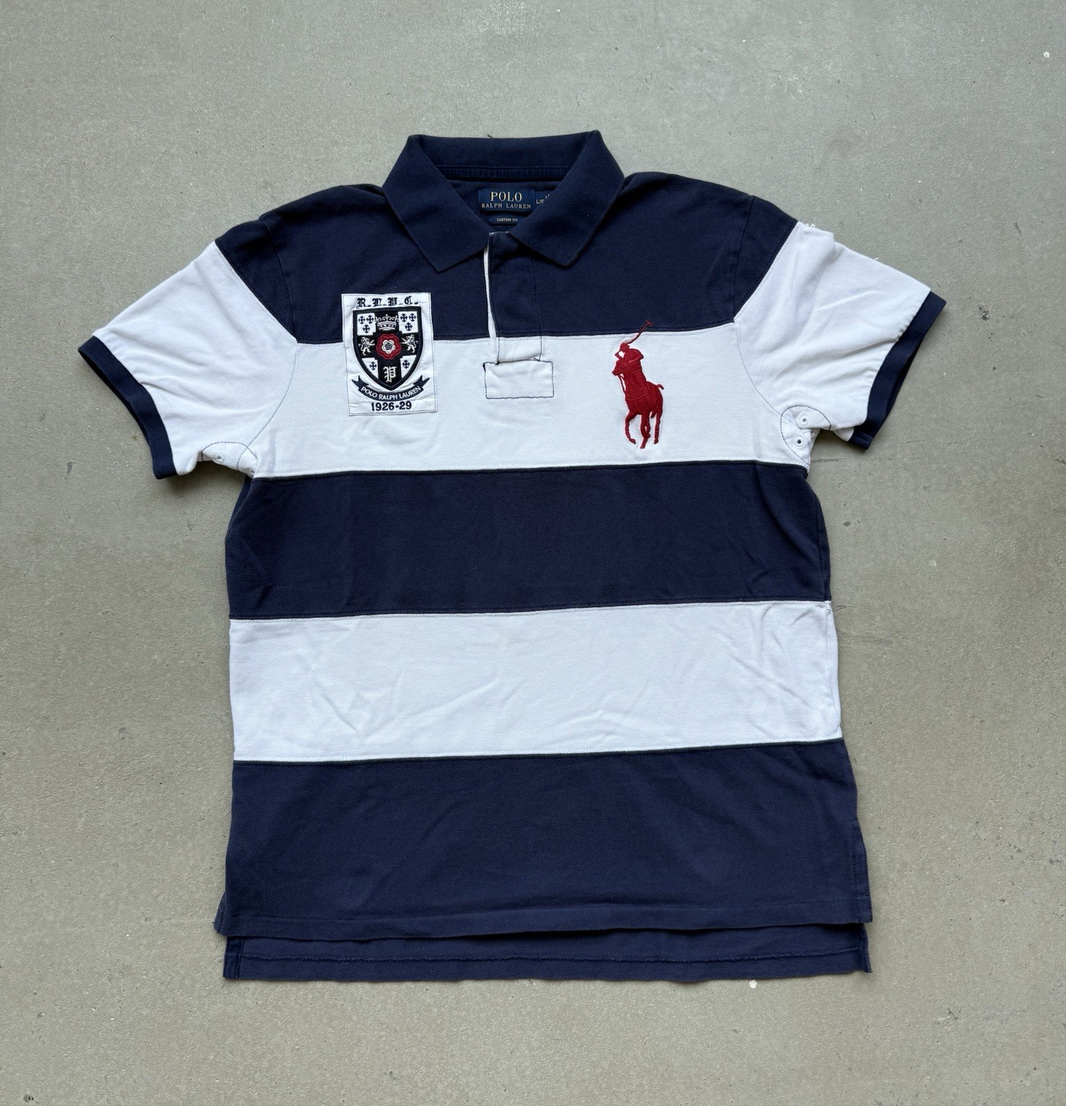Polo Ralph Lauren Polo Shirt Men’s Large Slim Fit Pink Big Pony Crest Logo Horse