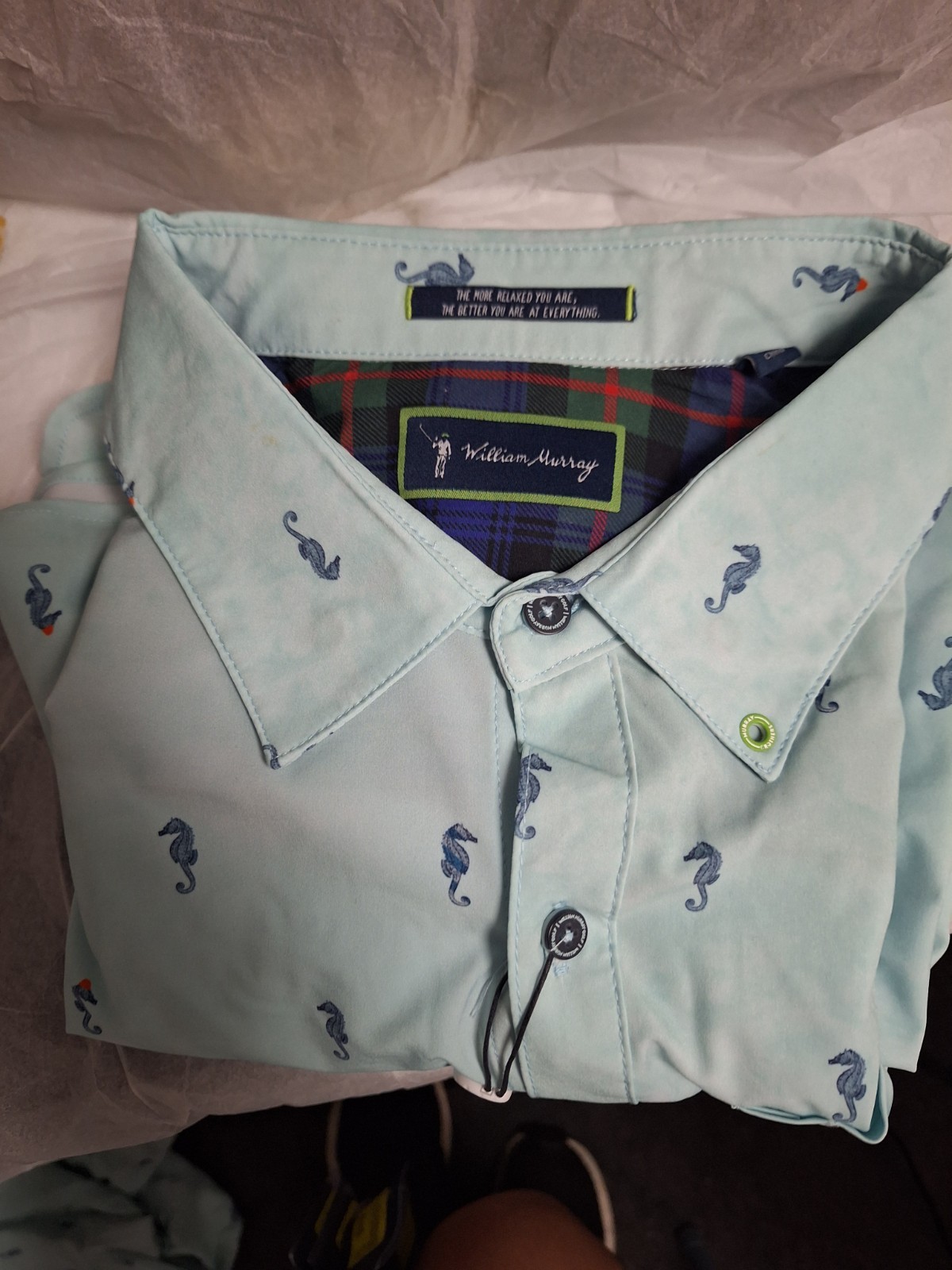 William Murray Button Down Golf Shirt Men’s I See Horses Size L Retail $88