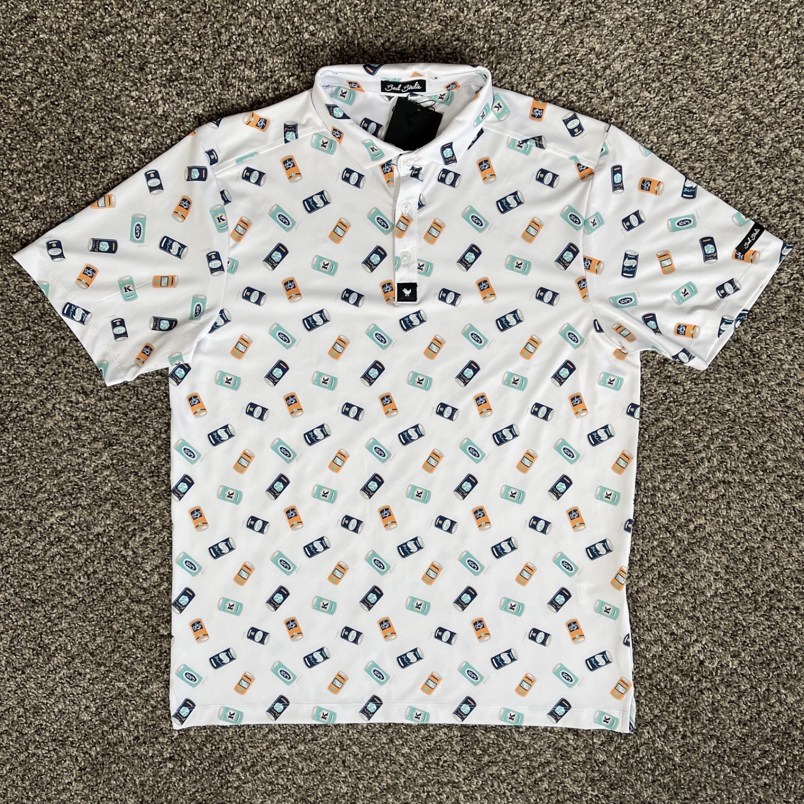 Bad Birdie Core Polo Shirt Men’s XL Short Sleeve Golf Crushable Beer Cans