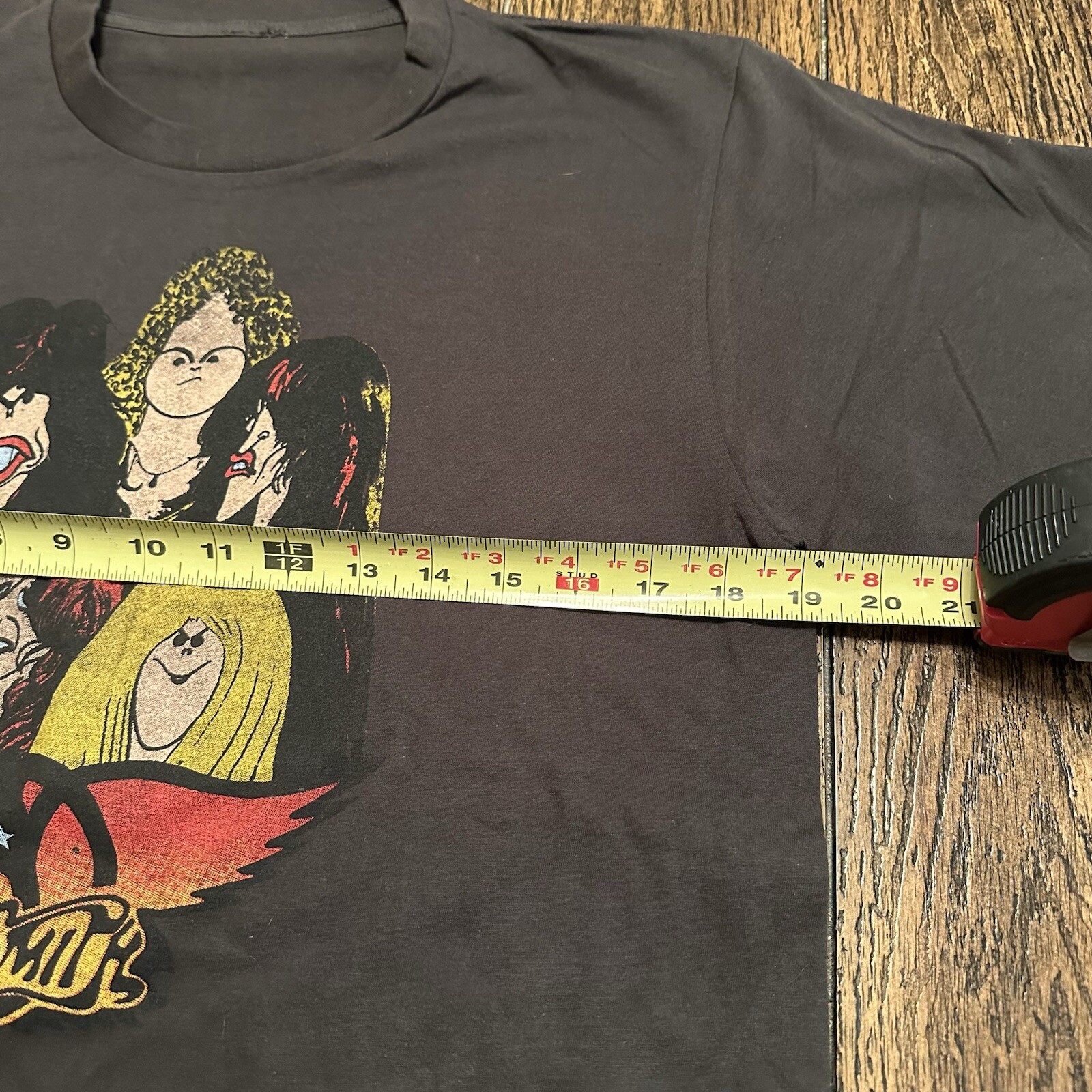 Vintage Aerosmith Cartoon Caricature Modern Reprint Shirt Men’s L 19×27 Single