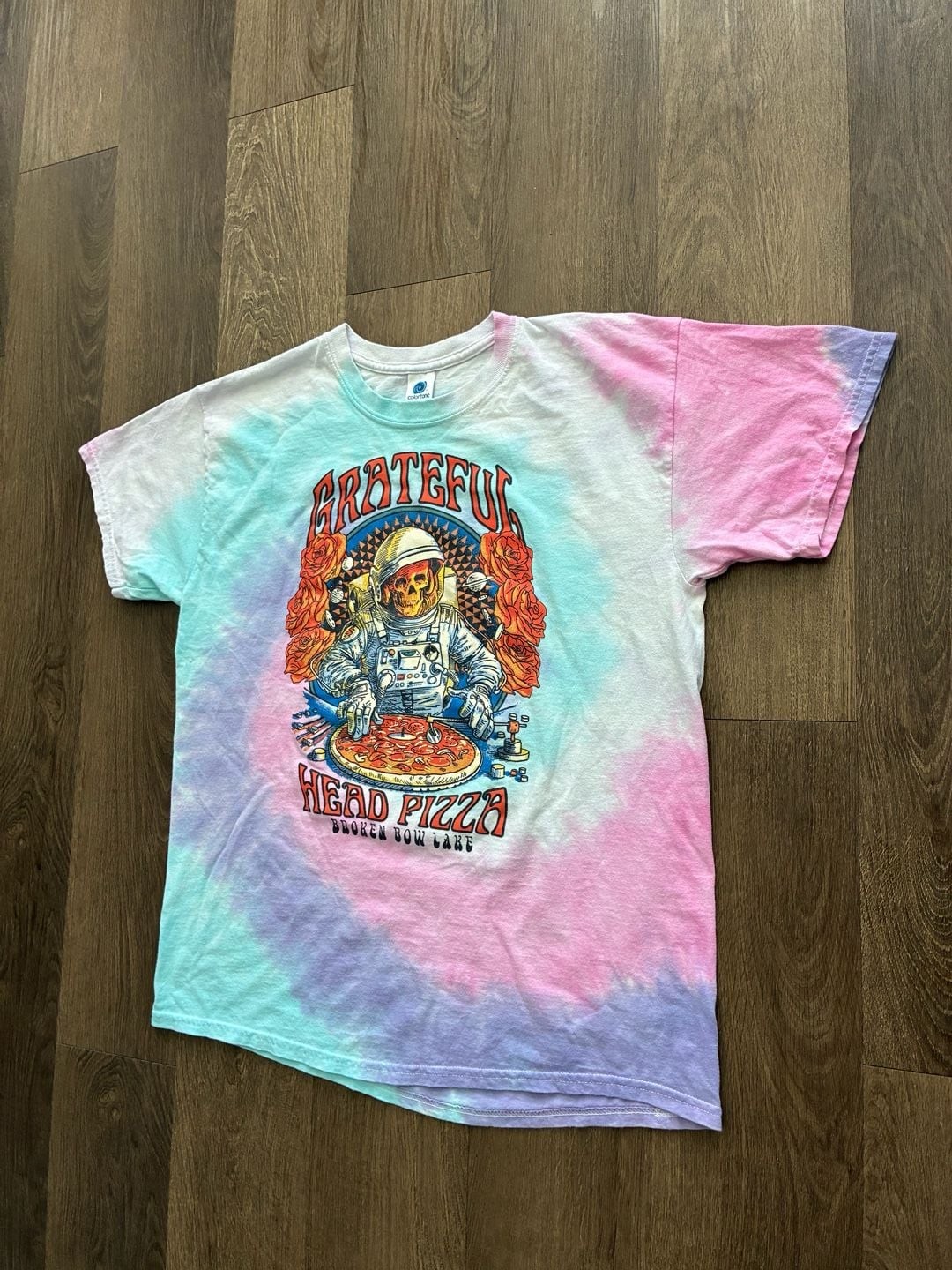 Grateful Head Pizza Broken Bow Lake Tie Dye Graphic T-Shirt