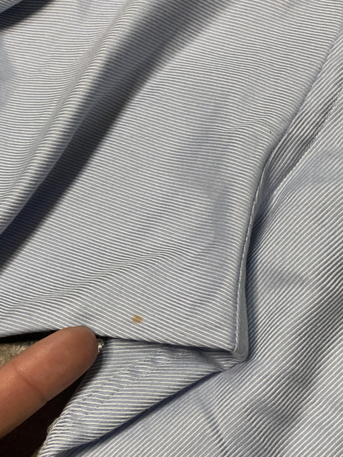 Loro Piana Fabric Dress Shirt Mens 18 Light Blue Stripe Long Sleeve Pocket